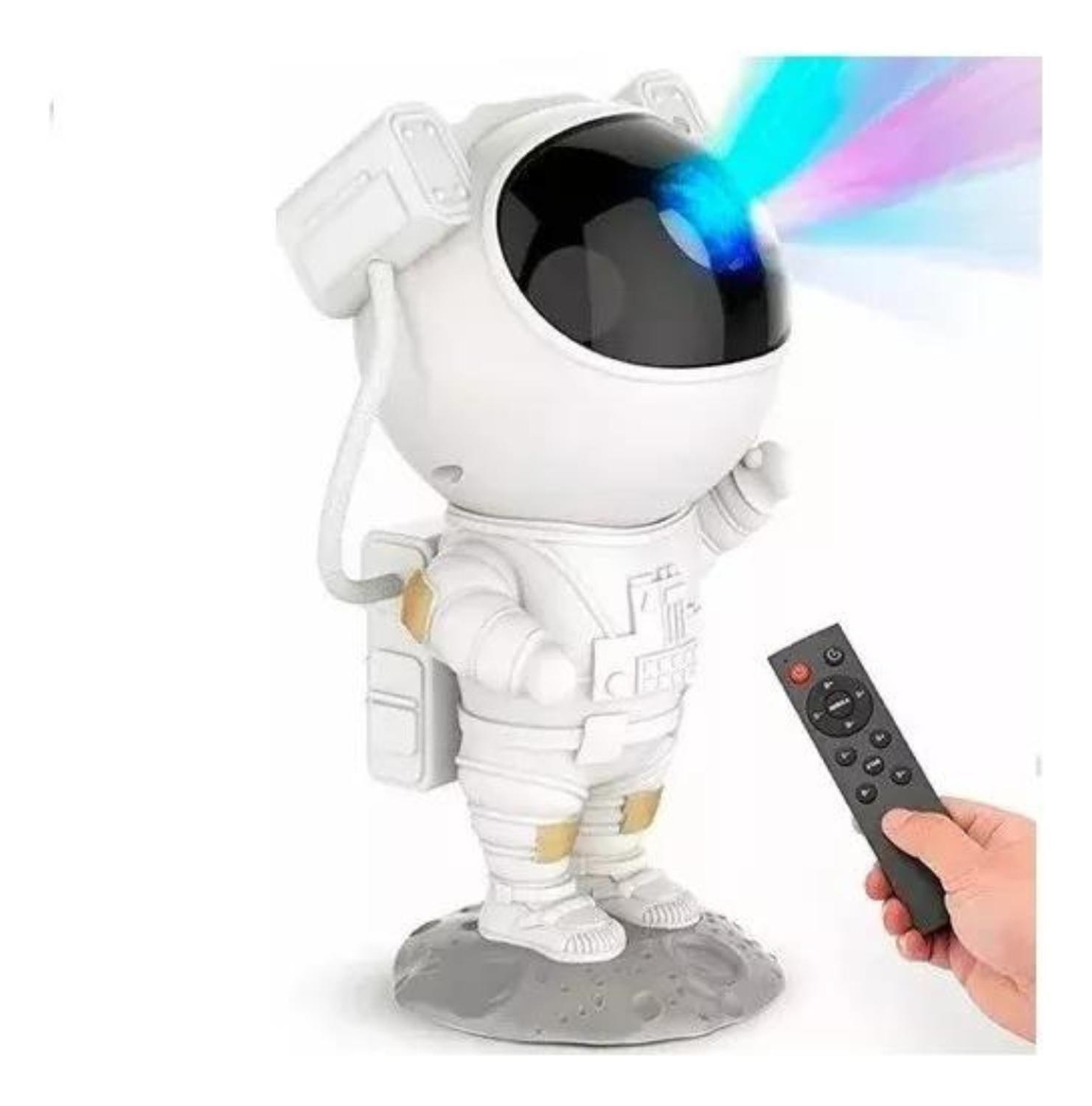Proyector Astronauta Con Parlante Galaxia Estrellas Lampara Blanco-6