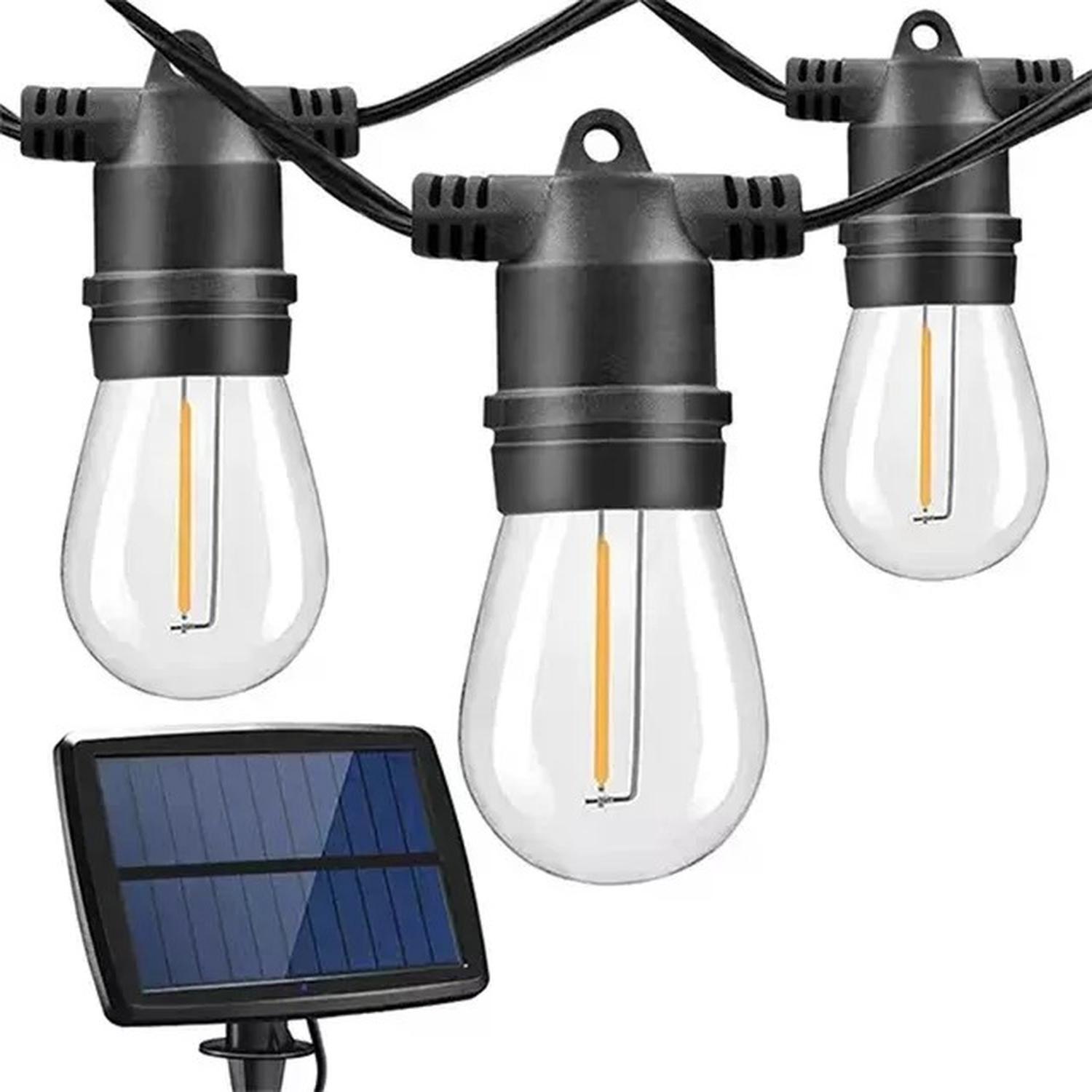Guirnalda 10 Metros Panel Solar Led Calida Color Negro-3