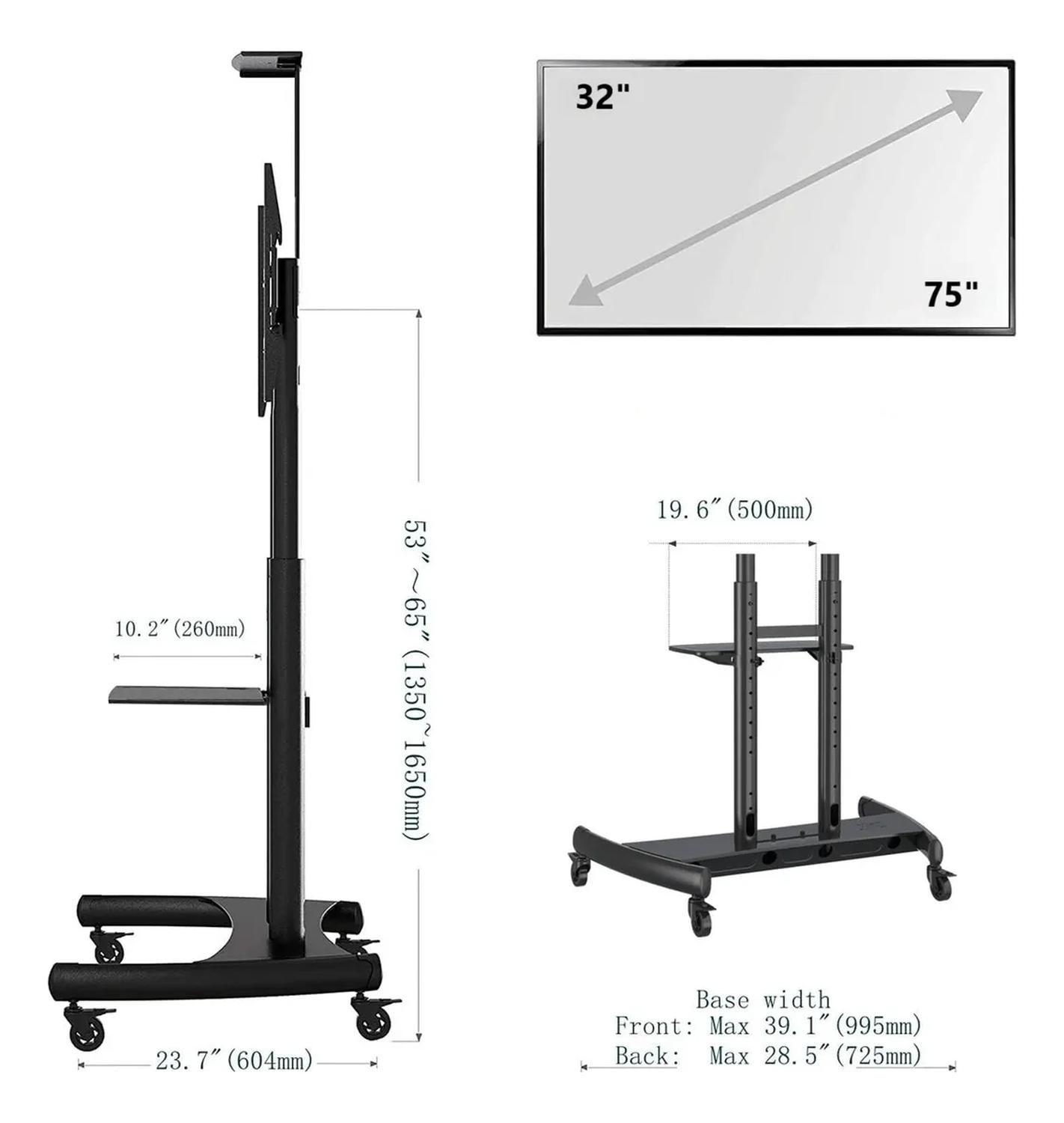 Soporte Tv Premium De 32 A 75 Pedestal Stand Movil Ruedas Negro-2