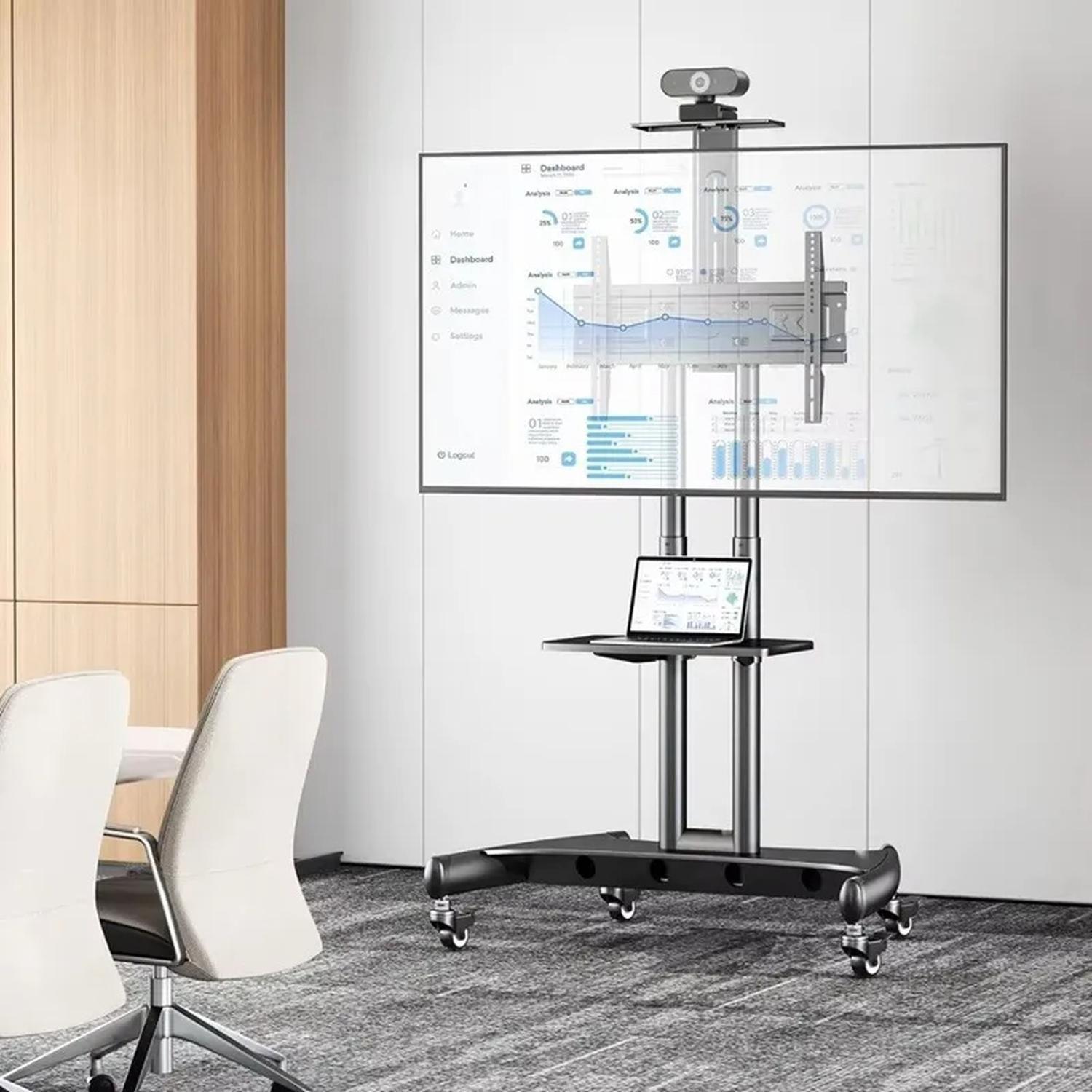 Soporte Tv Premium De 32 A 75 Pedestal Stand Movil Ruedas Negro-3