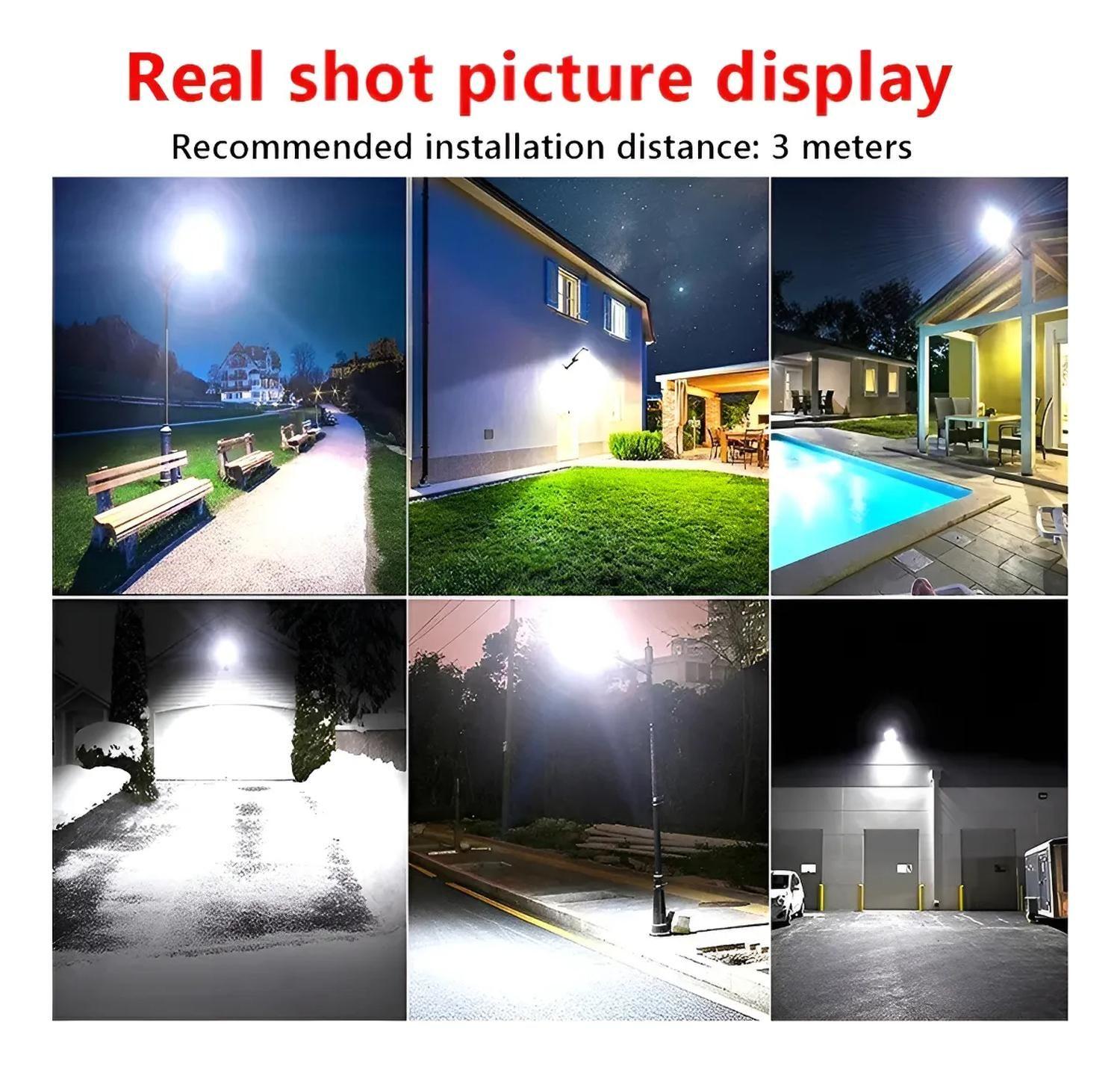 X2 Foco Led Solar Con Sensor Movimiento Y Control Farol Led Negro Blanco Neutro-3