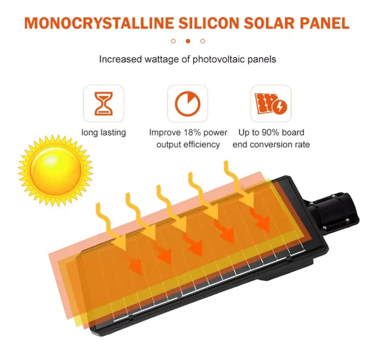 Foco Led Solar 200w Luminaria Con Panel Sensor Negro Blanco Frío-4