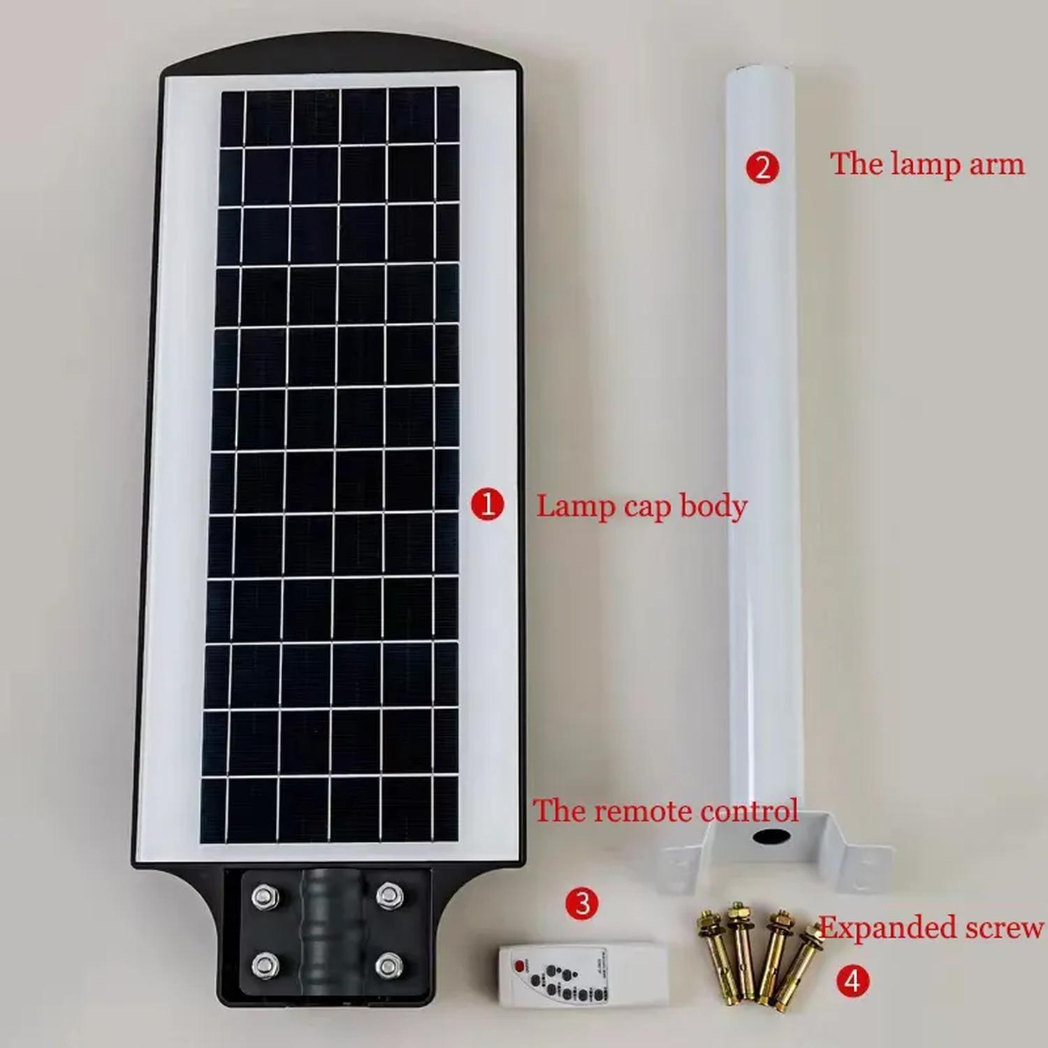 Foco Led Solar 200w Luminaria Con Panel Sensor Negro Blanco Frío-5