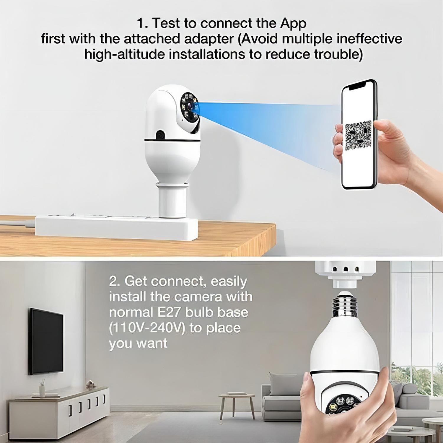 Ampolleta Con Cámara 2 Unidad Seguridad Panorámica Wifi 360-9