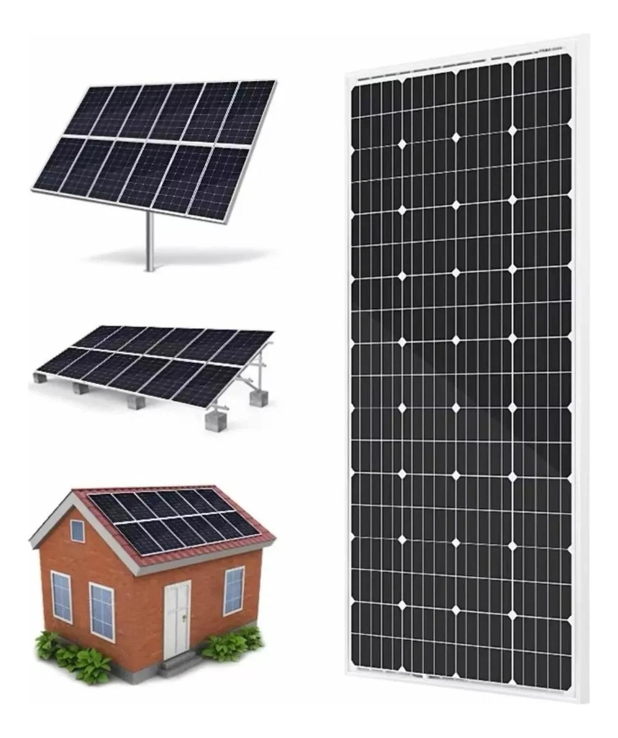 Panel Solar Monocristalino Fotovoltaico 12v 200w Negro 18v 21v-0