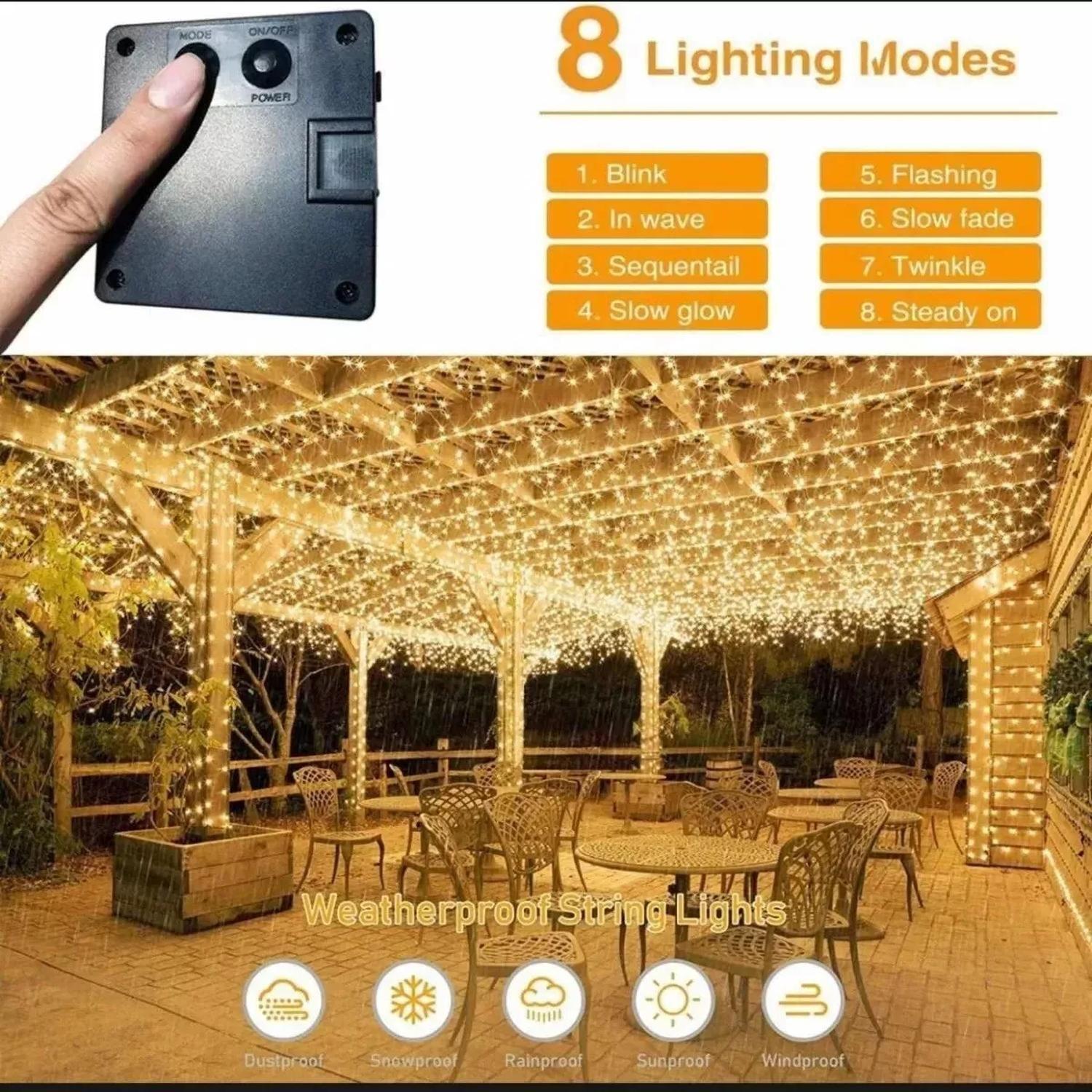 Luces Hada Led Con Alambre Navidad Hogar Solares 30 Metros Amarillo-4