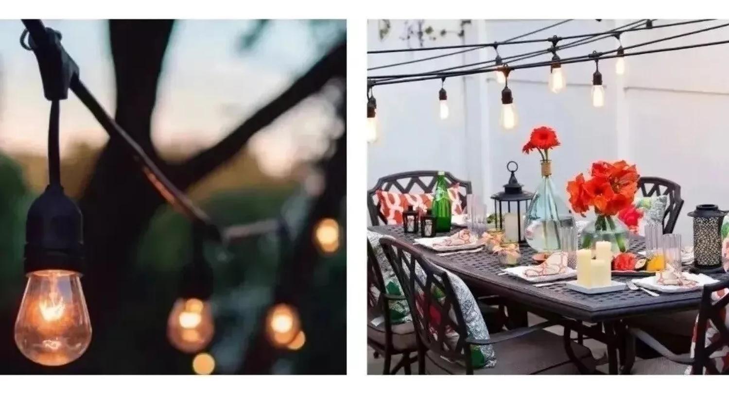 Guirnalda De Luces Led Exterior 5 Metros 10 Ampolletas Vinta Amarillo-5