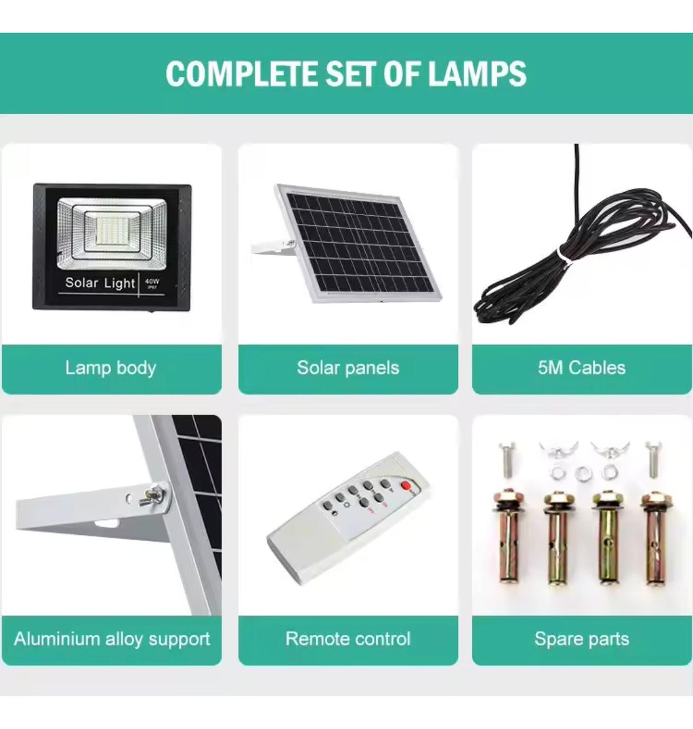 Foco Solar 200w Panel Solar Ip67 Led Kit Control Impermeable Negro-3
