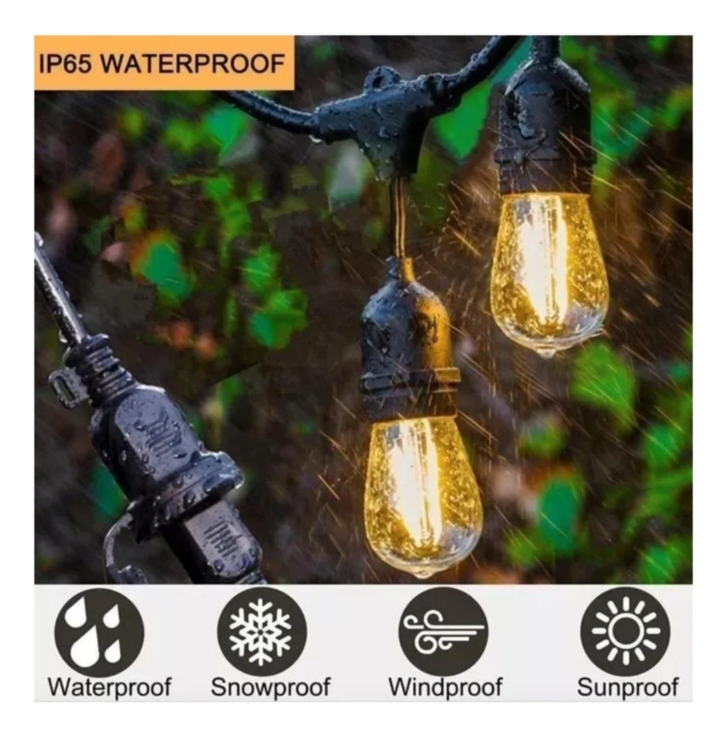 Guirnalda Solar Led 10 Metros Panel Con 10 Ampolletas Led Luces Luz Cálida Tecnopro-2