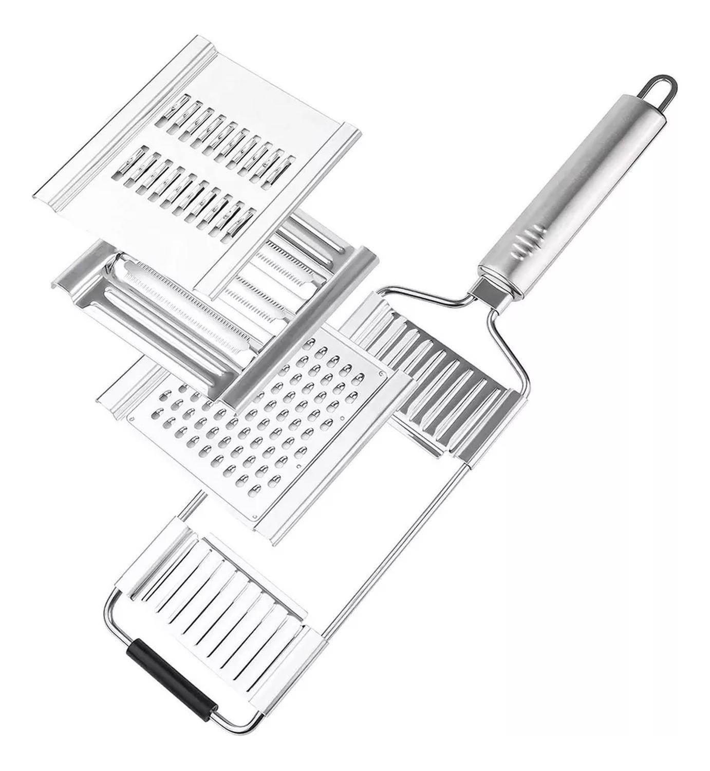 Rallador Cortador De Verduras 3en1 Multiusos Rallador Queso Plateado-0