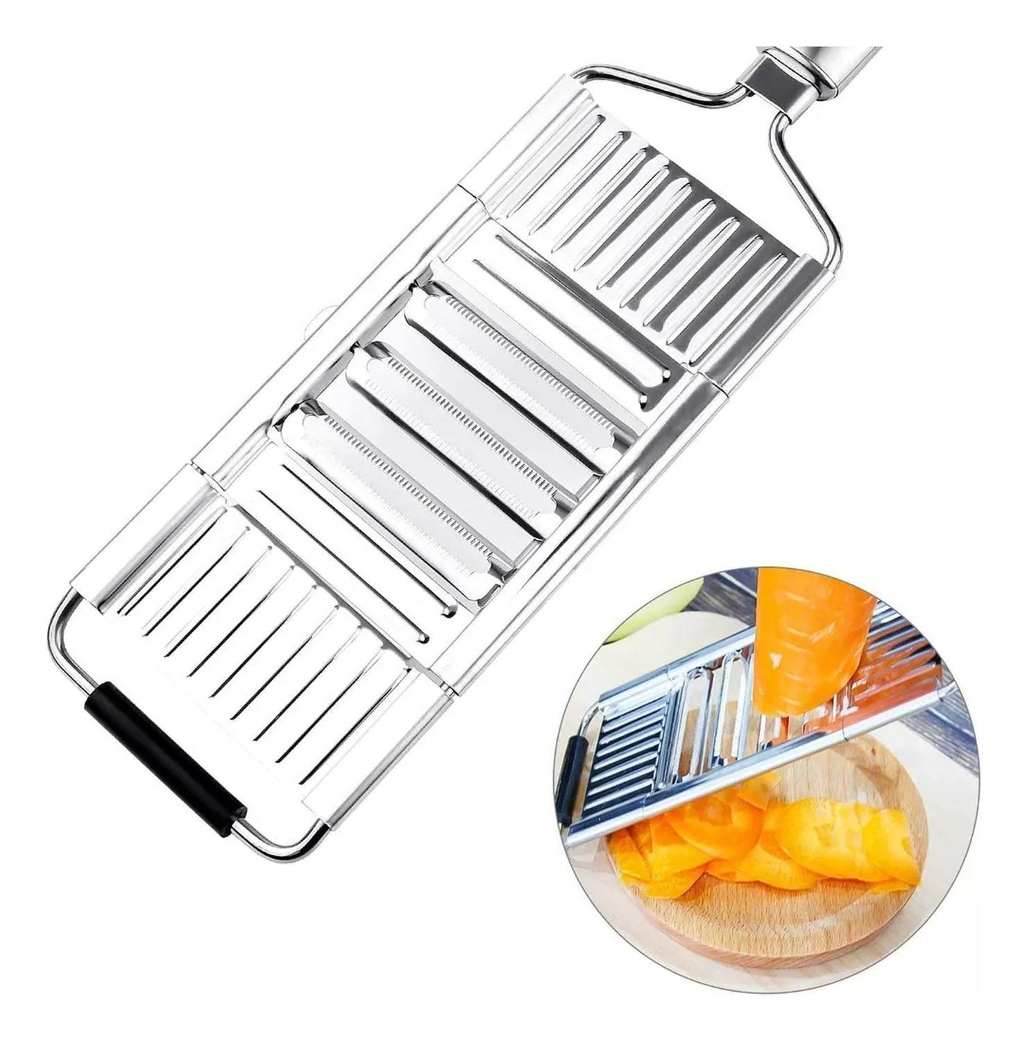 Rallador Cortador De Verduras 3en1 Multiusos Rallador Queso Plateado-2