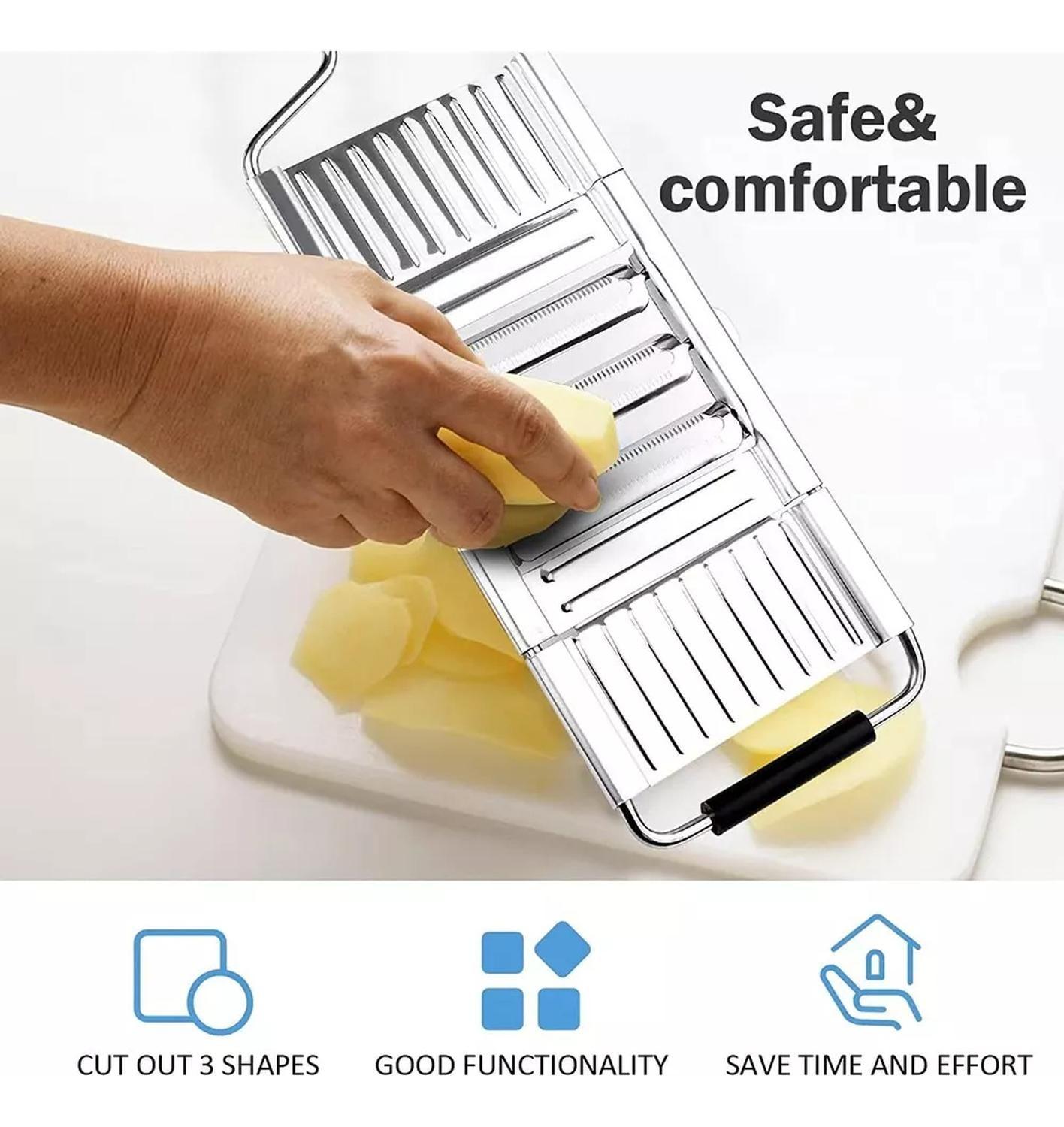 Rallador Cortador De Verduras 3en1 Multiusos Rallador Queso Plateado-3