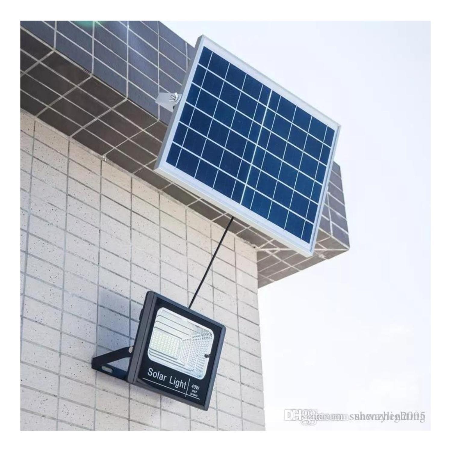 Foco Solar 800w Led + Panel Solar Y Control Remoto Negro Blanco Frío-2