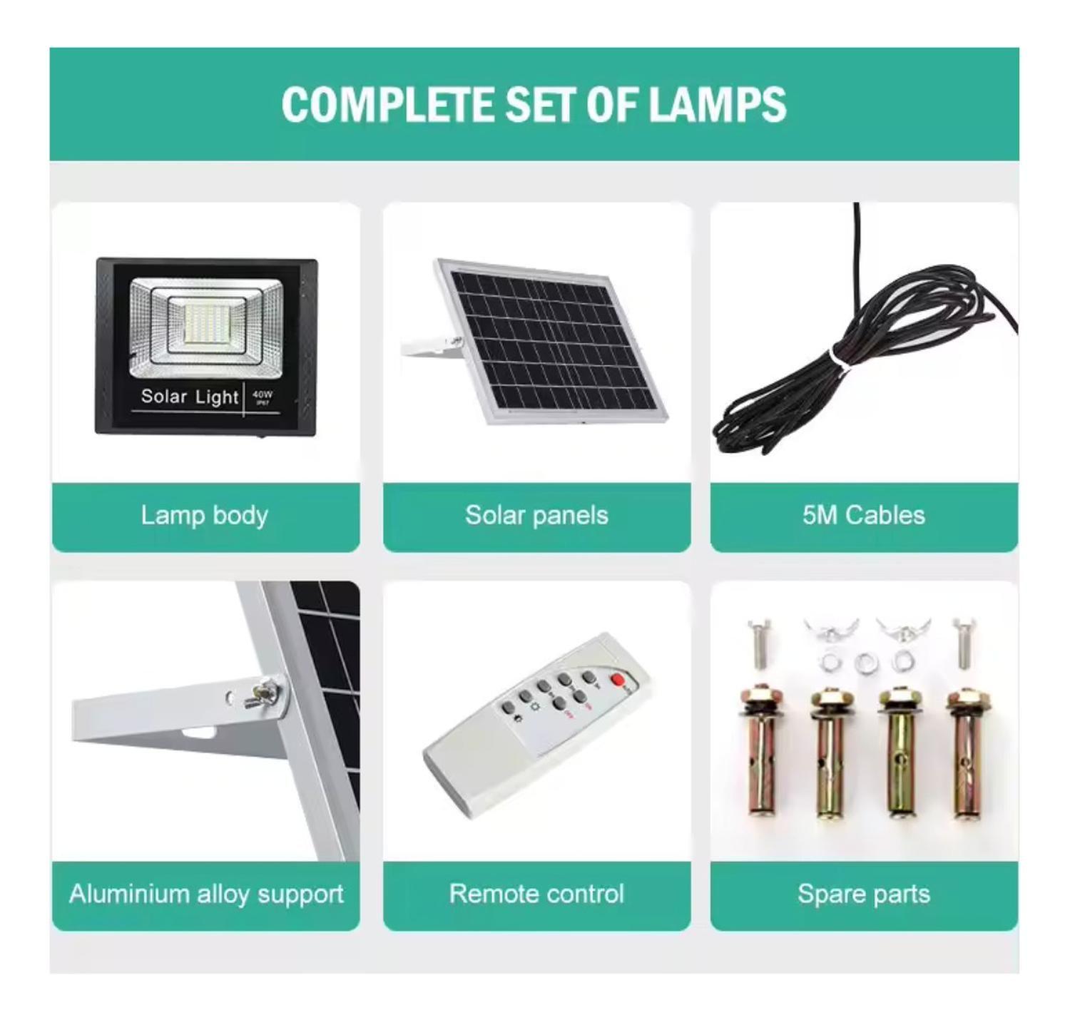 Foco Solar 800w Led + Panel Solar Y Control Remoto Negro Blanco Frío-3