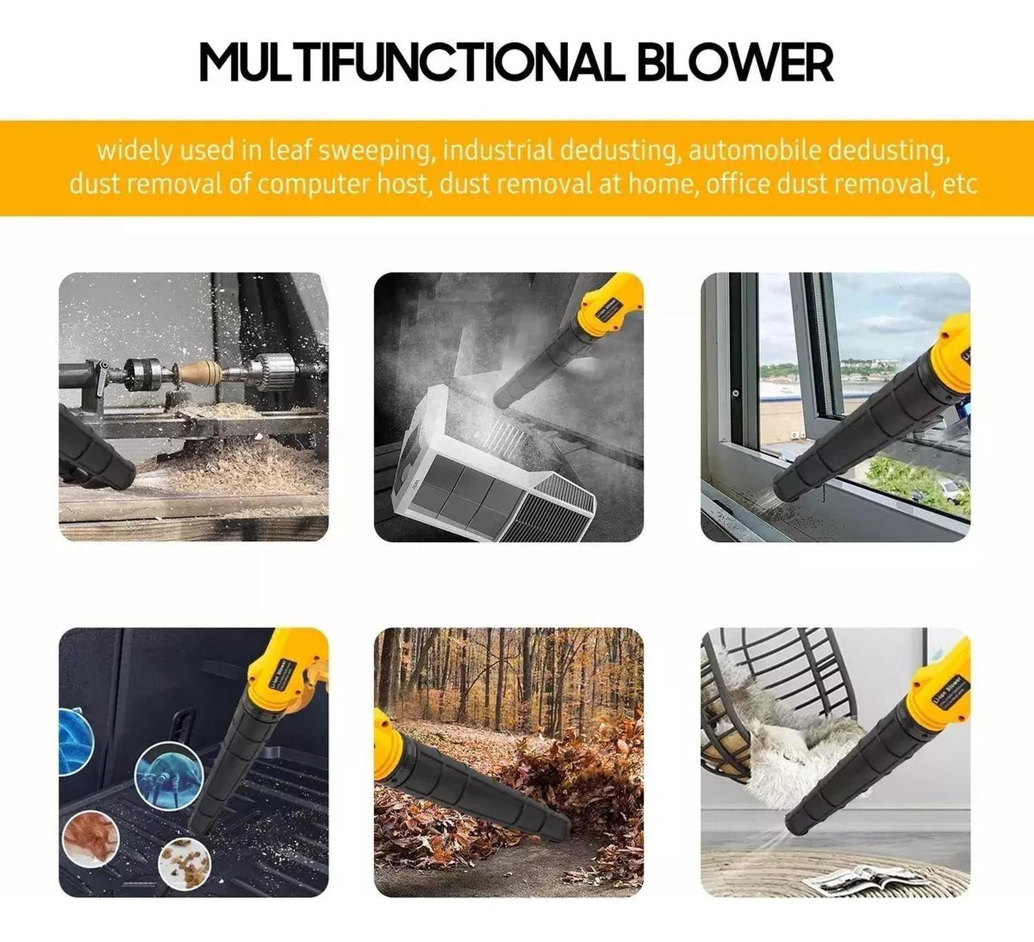 Soplador De Hojas Inalambrico Recargable + 1 Batería De 36v Negro-2