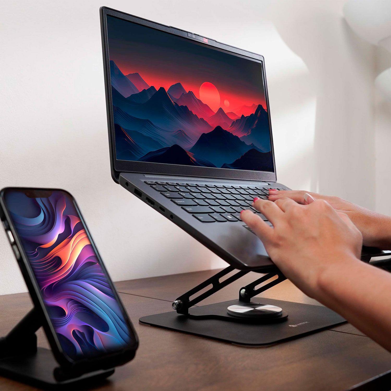 Soporte de Notebook Fantech NS10 Silver – Rotación 360°, Ajustable y Metálico-2