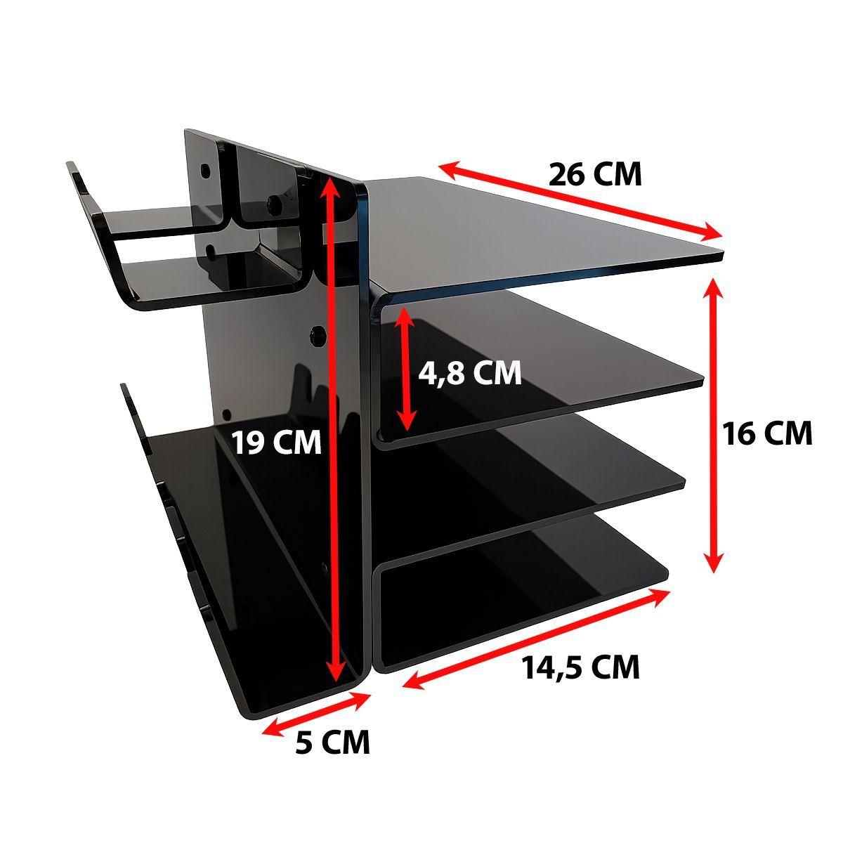 Organizador de Escritorio Gamer Dragster Vault Black de Acrílico con 3 Bandejas-4