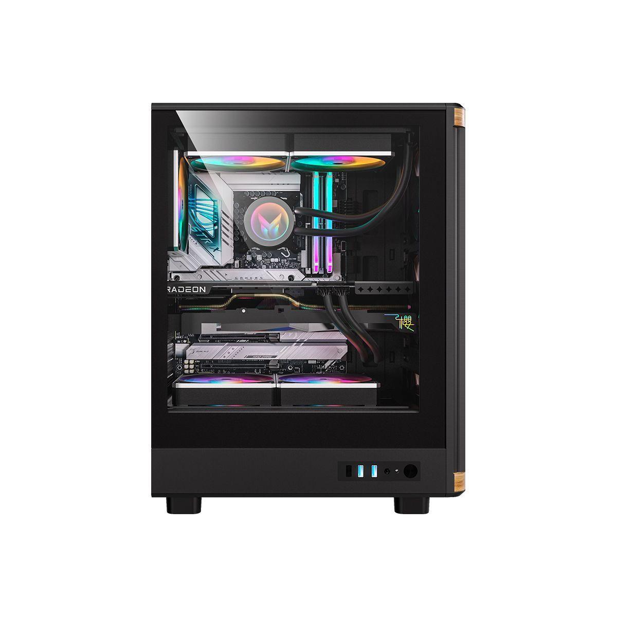 Gabinete PC Formula Timberline T1 ATX con Vidrio Templado y Frontal Estilo Madera USB-C-1