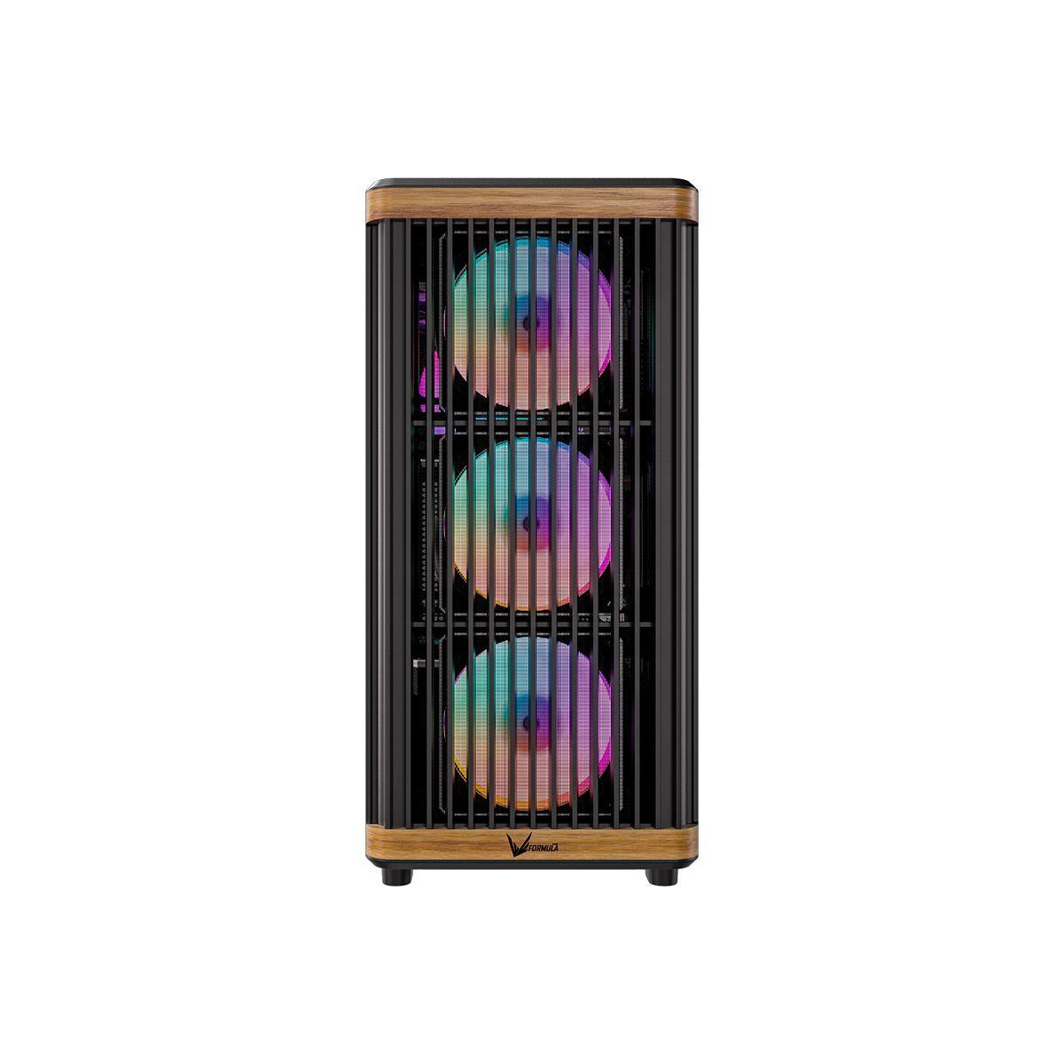 Gabinete PC Formula Timberline T1 ATX con Vidrio Templado y Frontal Estilo Madera USB-C-2