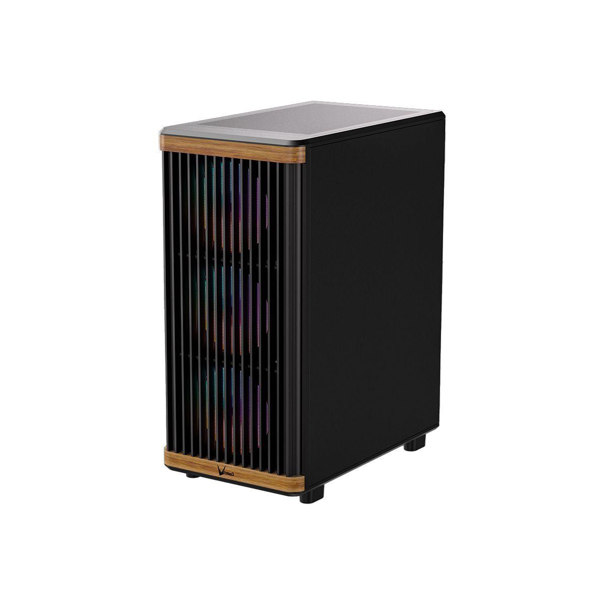 Gabinete PC Formula Timberline T1 ATX con Vidrio Templado y Frontal Estilo Madera USB-C-3