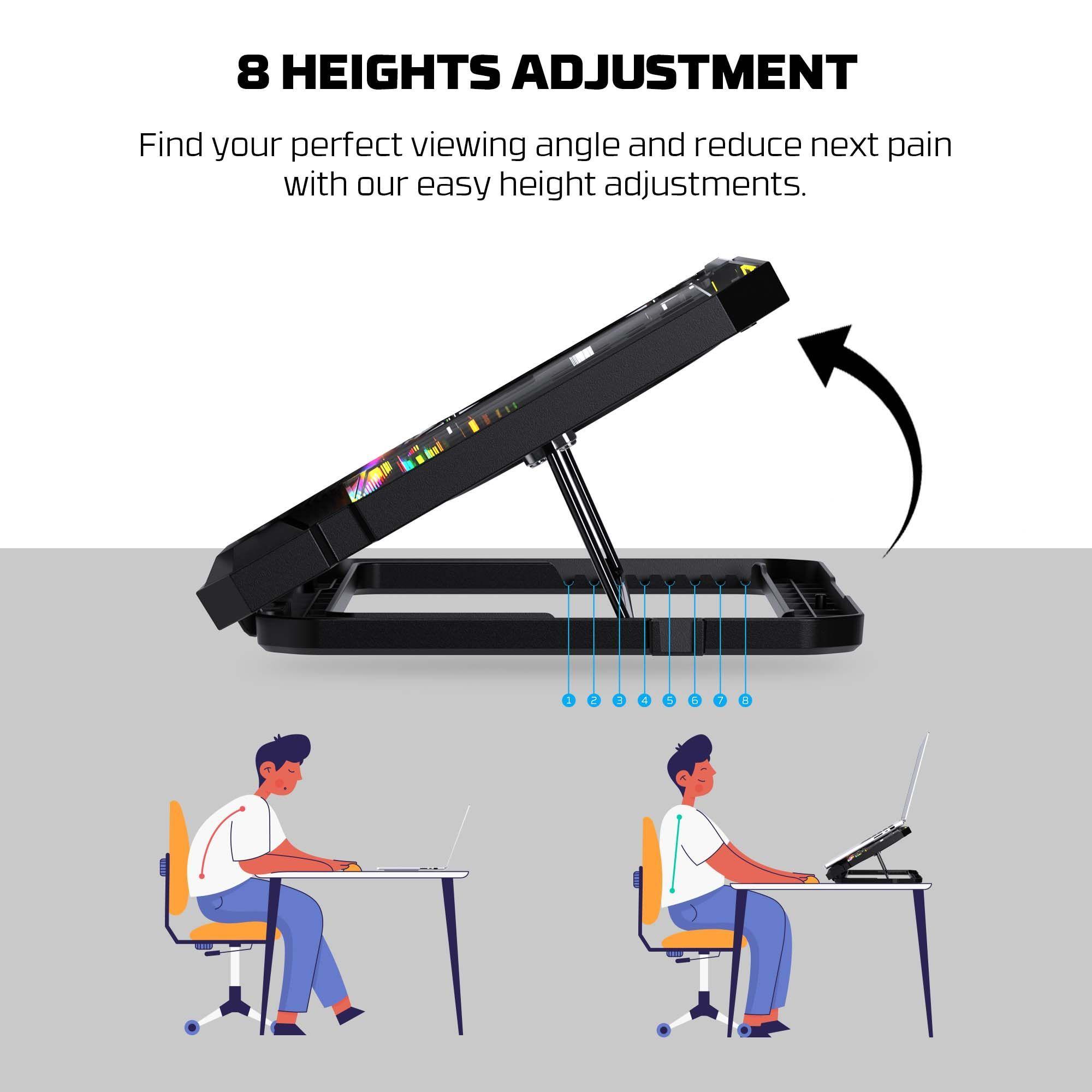 Base Refrigerante para Notebook Fantech NC21 RGB Ajustable hasta 17” con USB-C-5