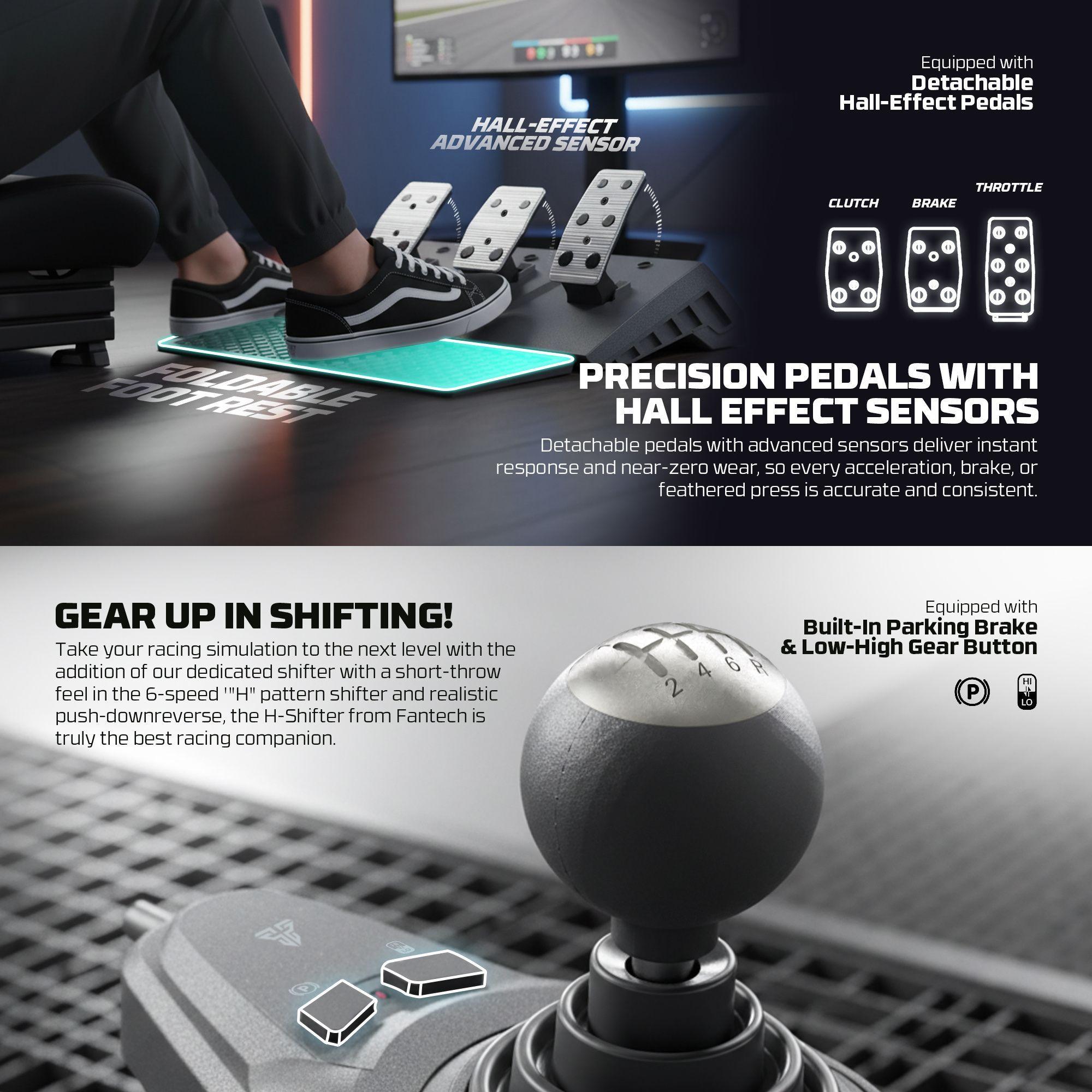 Volante Fantech R1V2 con Pedalera y Shifter H Real 900° Multiplataforma Sim Racing-5