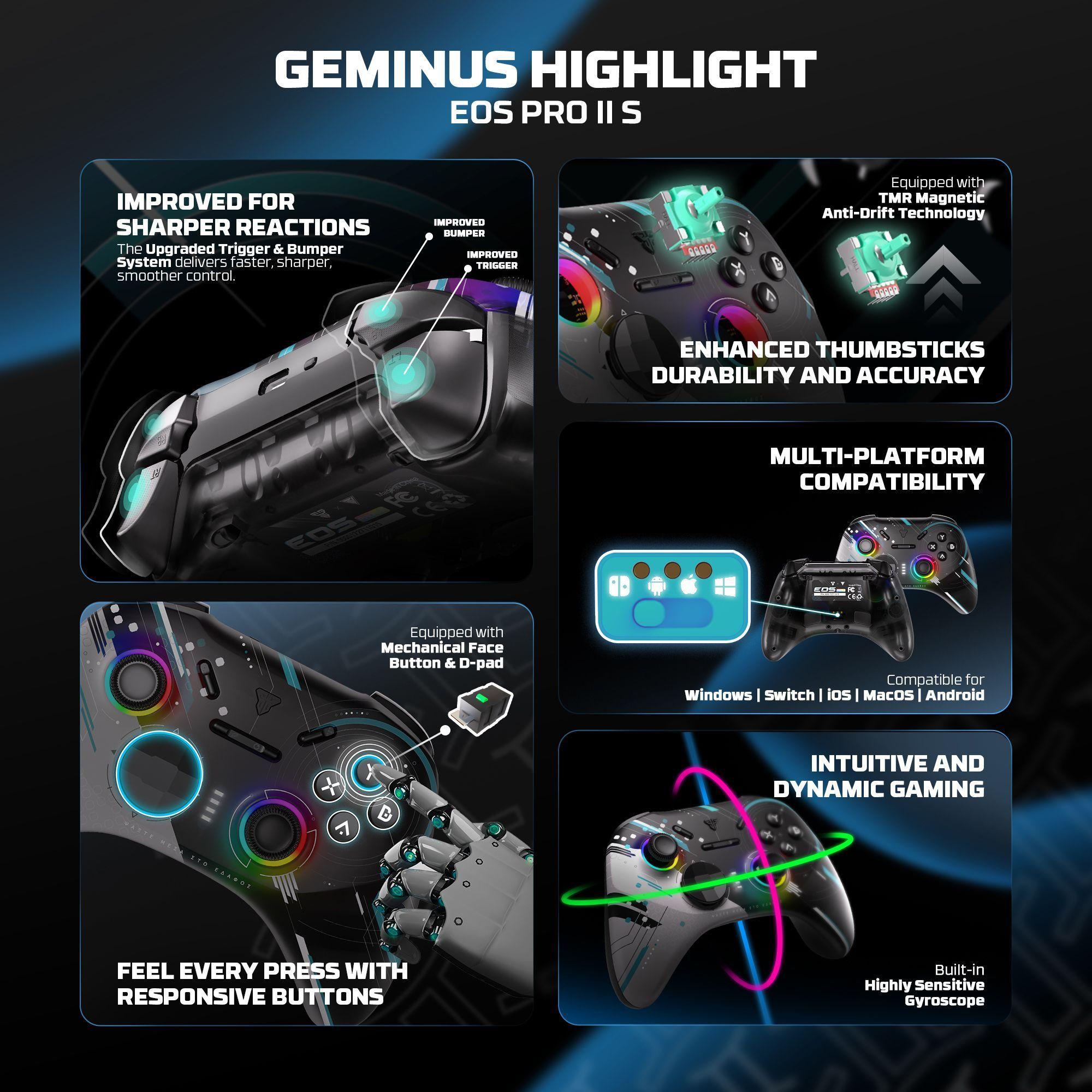 Control Inalámbrico Fantech EOS PRO II S WGP15V2S TMR Hall Effect 1000Hz Multiplataforma-5