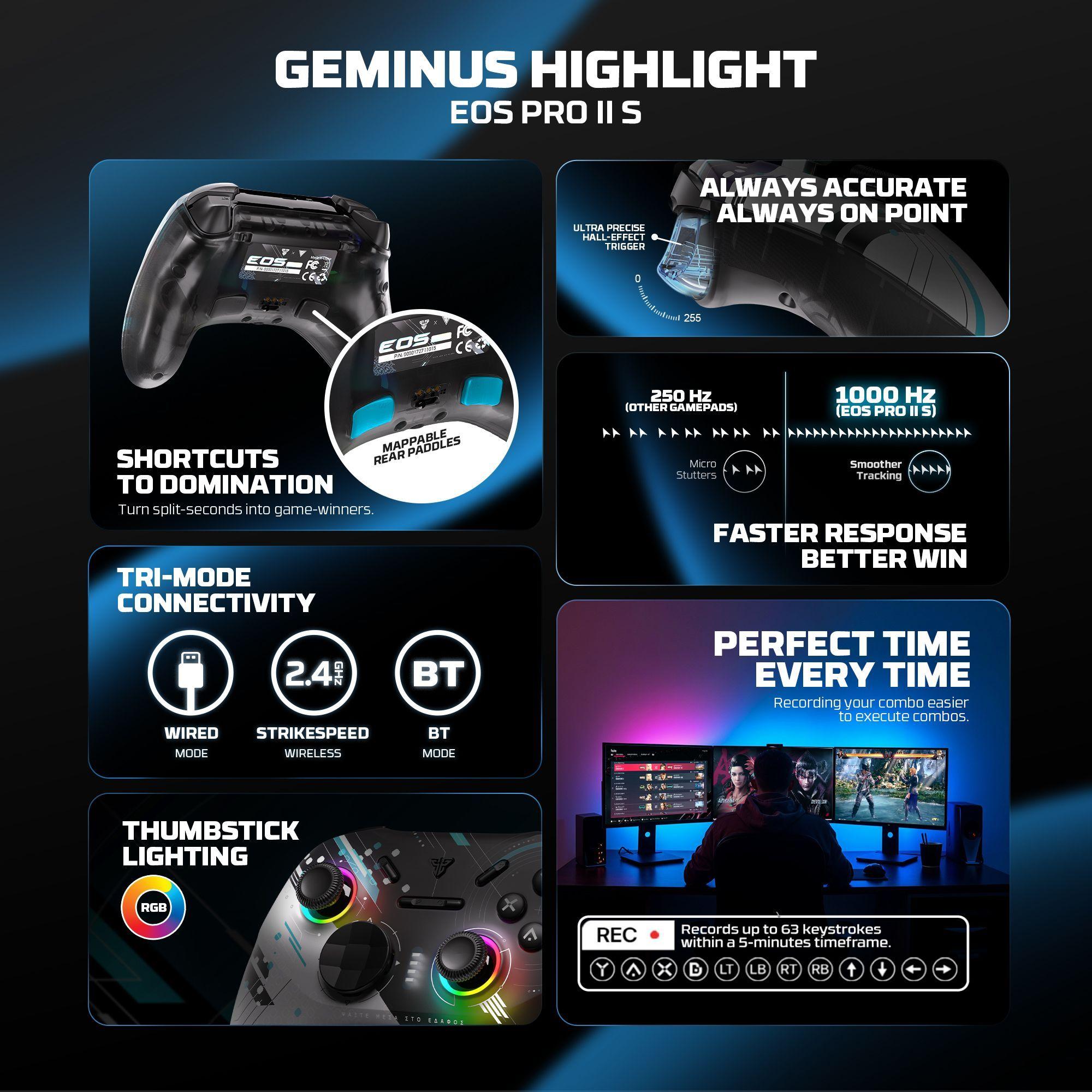 Control Inalámbrico Fantech EOS PRO II S WGP15V2S TMR Hall Effect 1000Hz Multiplataforma-6