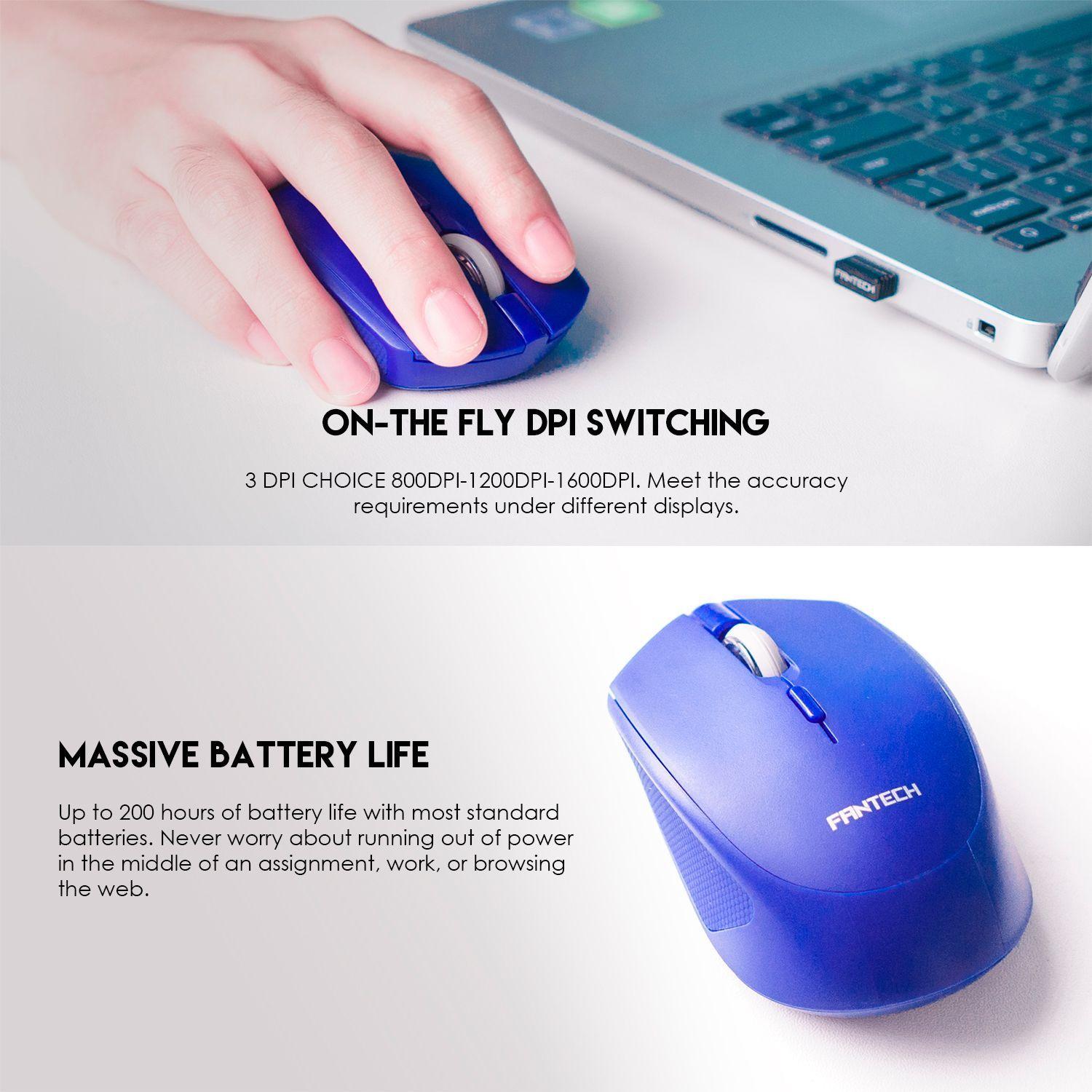 Mouse Inalámbrico Fantech W190 Bluetooth y USB Silencioso Ambidiestro 200 Horas-4