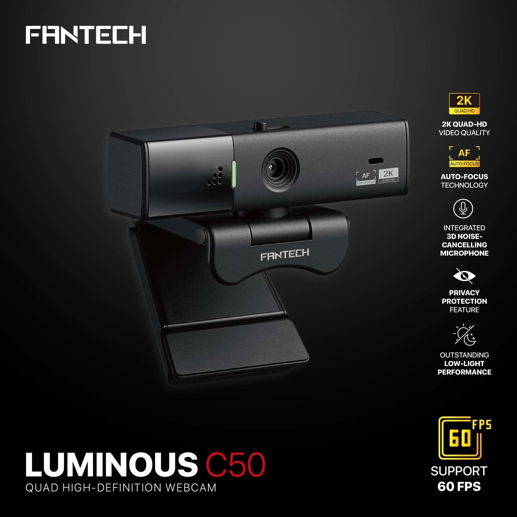 Webcam Fantech C50 Luminous 2K Quad HD con Micrófonos Duales y Enfoque Automático - Cámara web pc-3