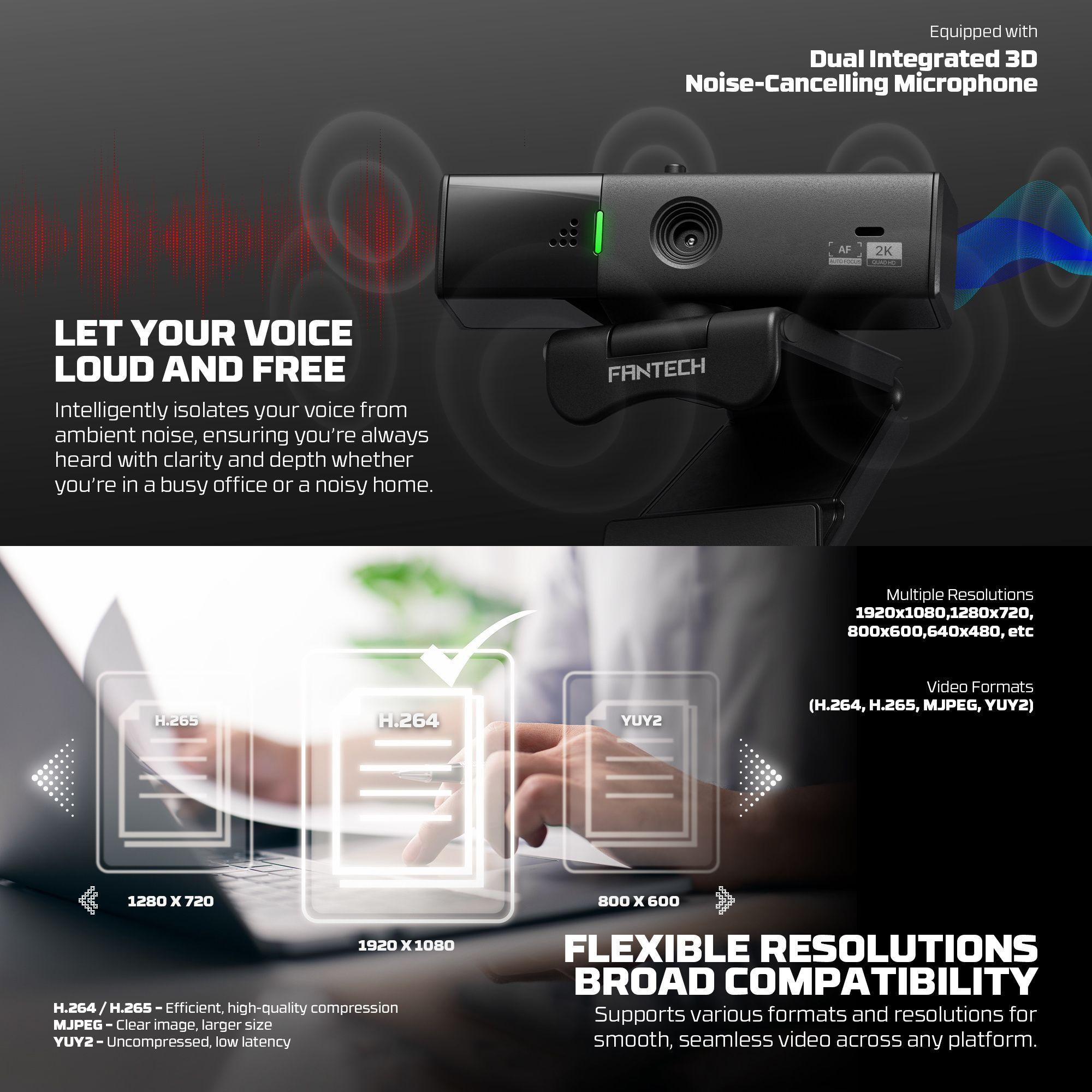 Webcam Fantech C50 Luminous 2K Quad HD con Micrófonos Duales y Enfoque Automático - Cámara web pc-6