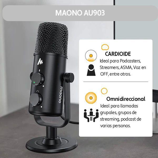 Micrófono Profesional Cardioide y Omnidireccional USB C de mesa MAONO AU903-2