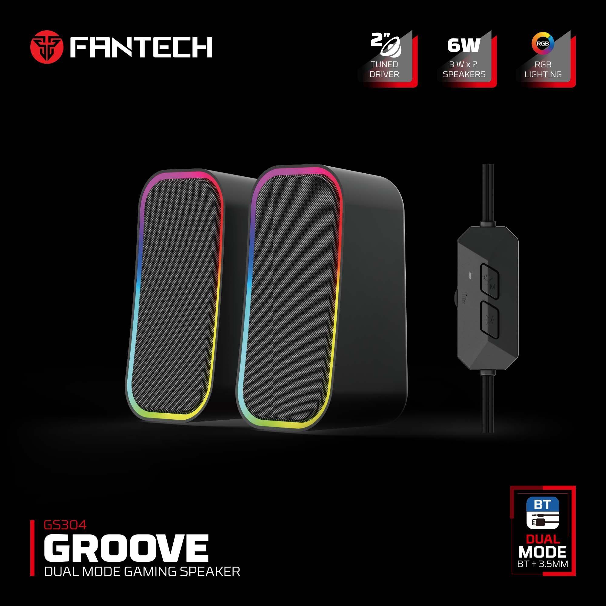 Parlantes Fantech Groove GS304 RGB Bluetooth y 3.5mm – Sonido Compacto 3W x2 wireless speaker-1