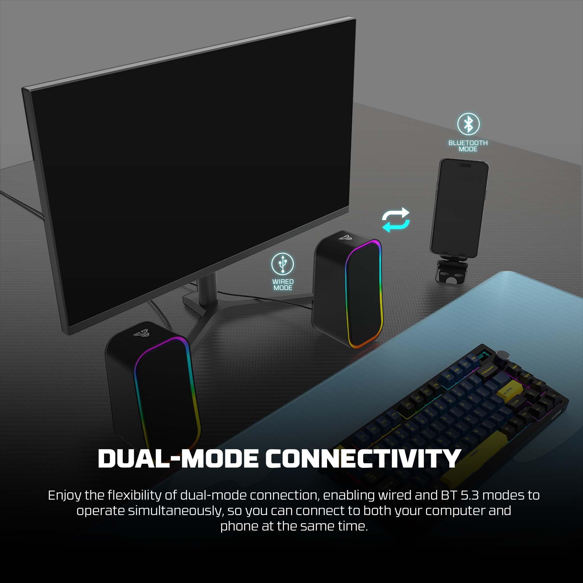 Parlantes Fantech Groove GS304 RGB Bluetooth y 3.5mm – Sonido Compacto 3W x2 wireless speaker-2