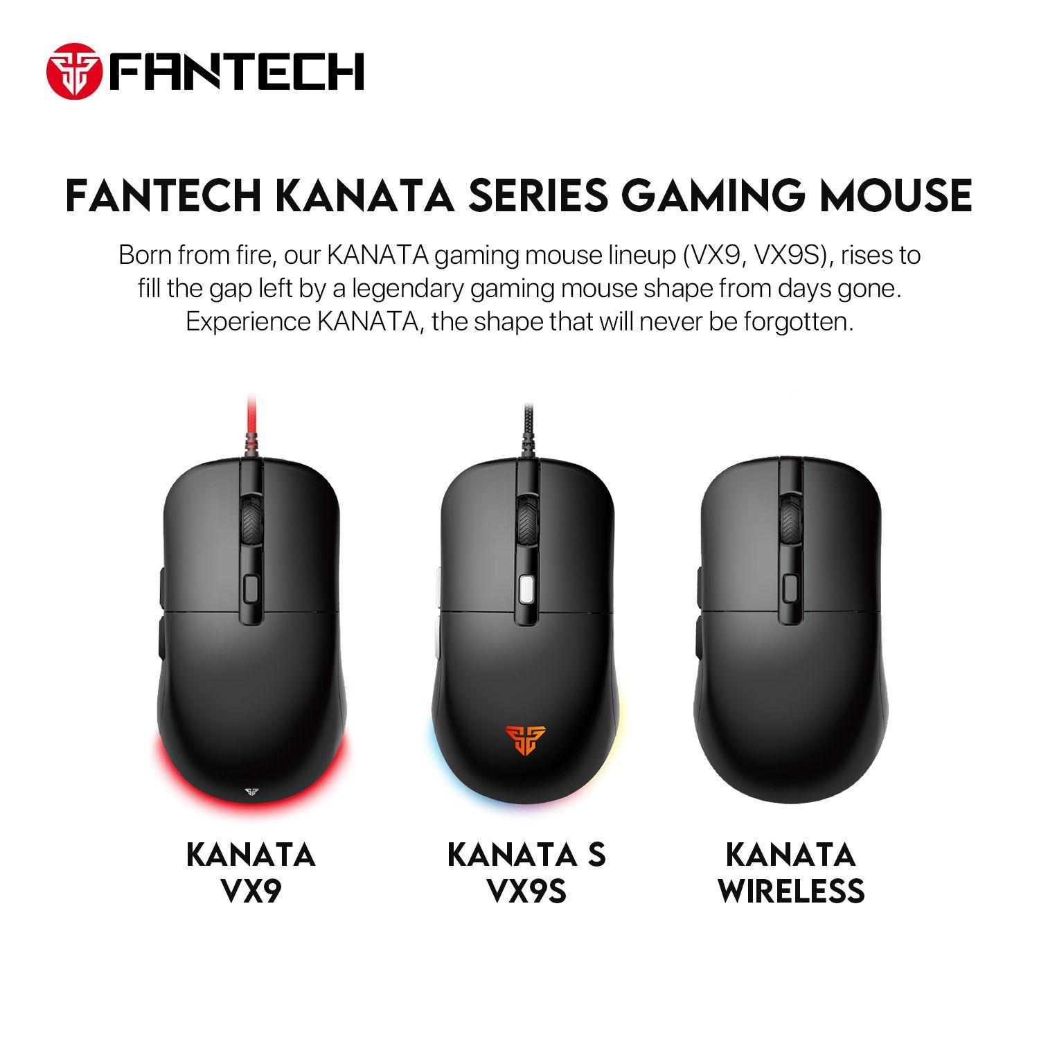 Mouse Gamer Fantech VX9 Kanata 3600 DPI Ambidiestro Ultraliviano con Iluminación LED-3
