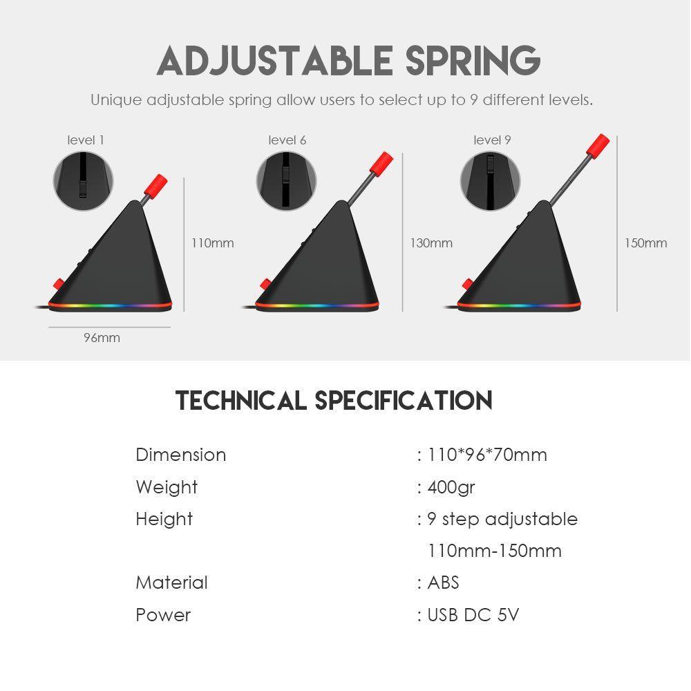 Bungee para Mouse Fantech MBR01s Prisma RGB Soporte con Iluminación y Base Antideslizante-5
