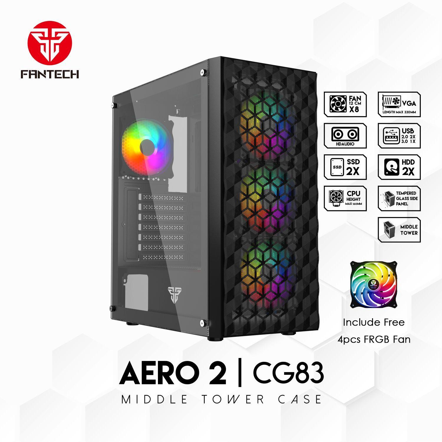 Gabinete Gamer Fantech CG83 AERO II RGB ATX con Vidrio Templado y 4 Ventiladores FRGB-5