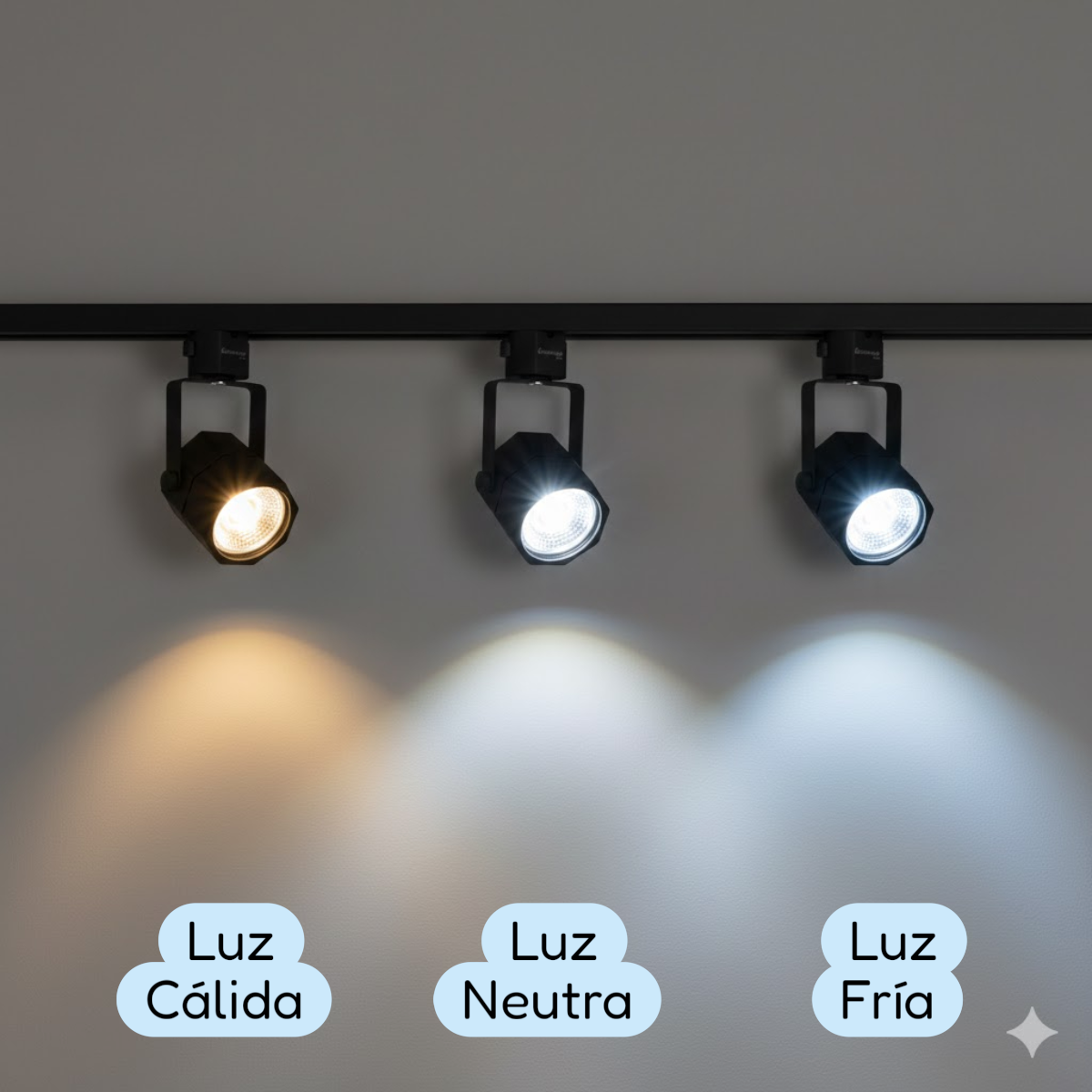 Lámpara 6 Focos Negros Hexagonales Luz Fría con 2 Riel de 1mt más Unión-5