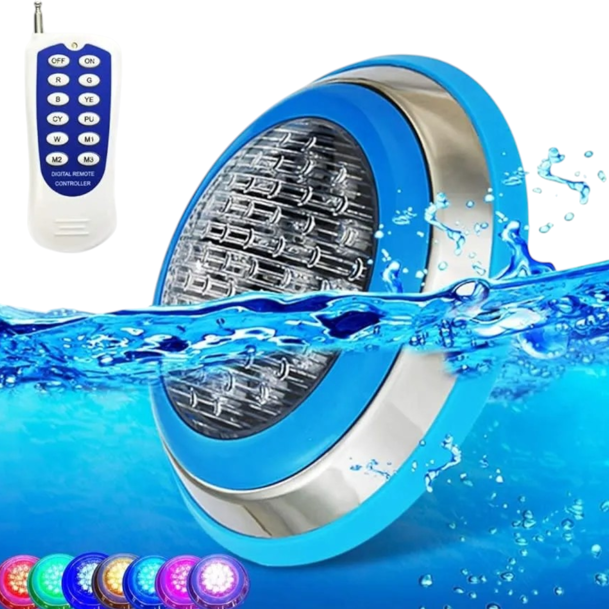 Foco Piscina Multicolor Acero Inox 24V 12W con Adaptador de regalo-2