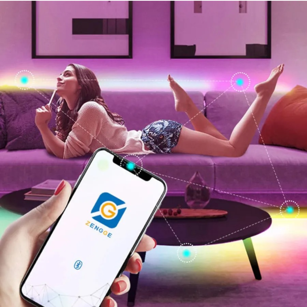 Cinta Led 12V 5050 Digital WS2811 IP20 RGB 5mt más Control Remoto-3