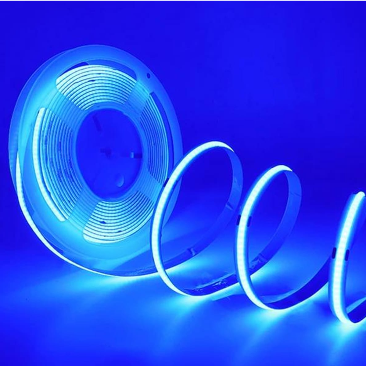 Cinta Led 12V 5mt Cob Luz Azul + Transformador + Conector-3