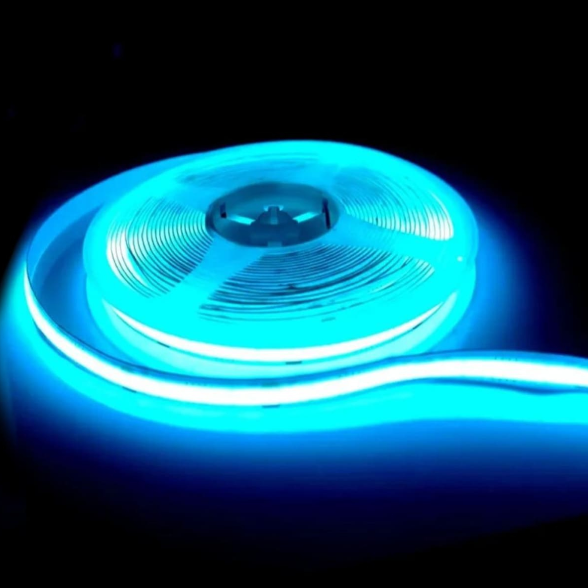 Cinta Led 12V 5mt Cob Luz Celeste + Transformador + Conector-6