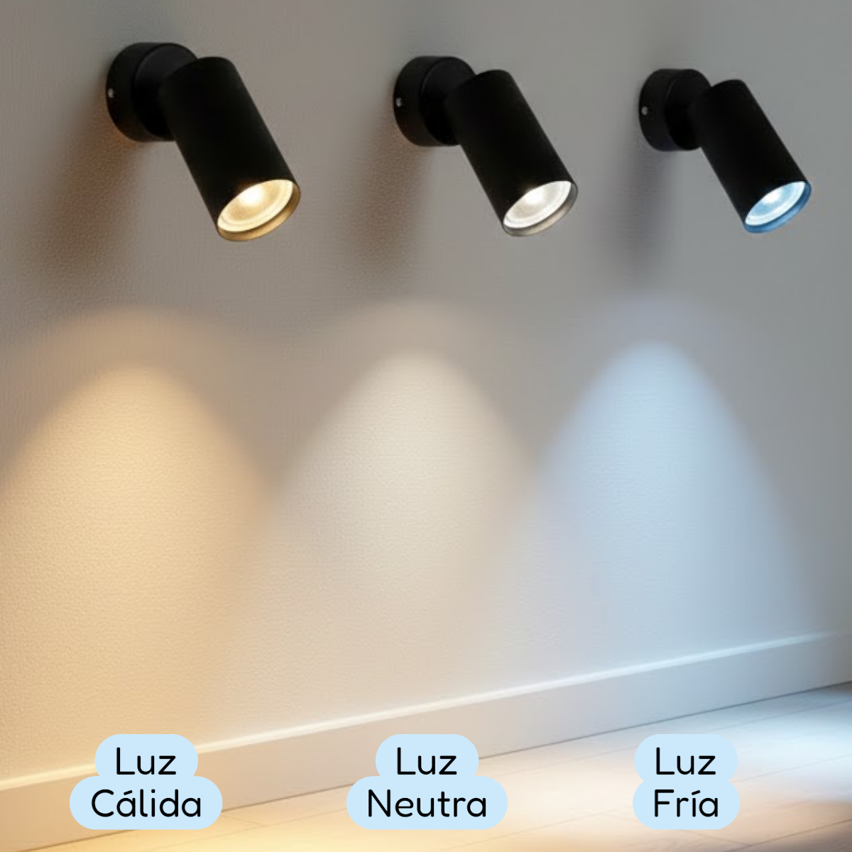 4 Focos Aplique Sobrepuesto Dirigible Negro 7W Luz Fría-5