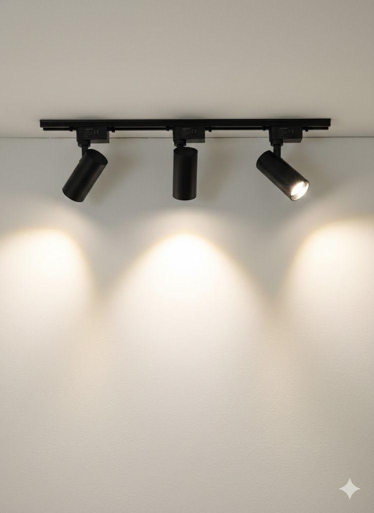 Lámpara 6 Focos Negros Gu10 Luz Fría con 2 Riel de 1mt mas Unión-6