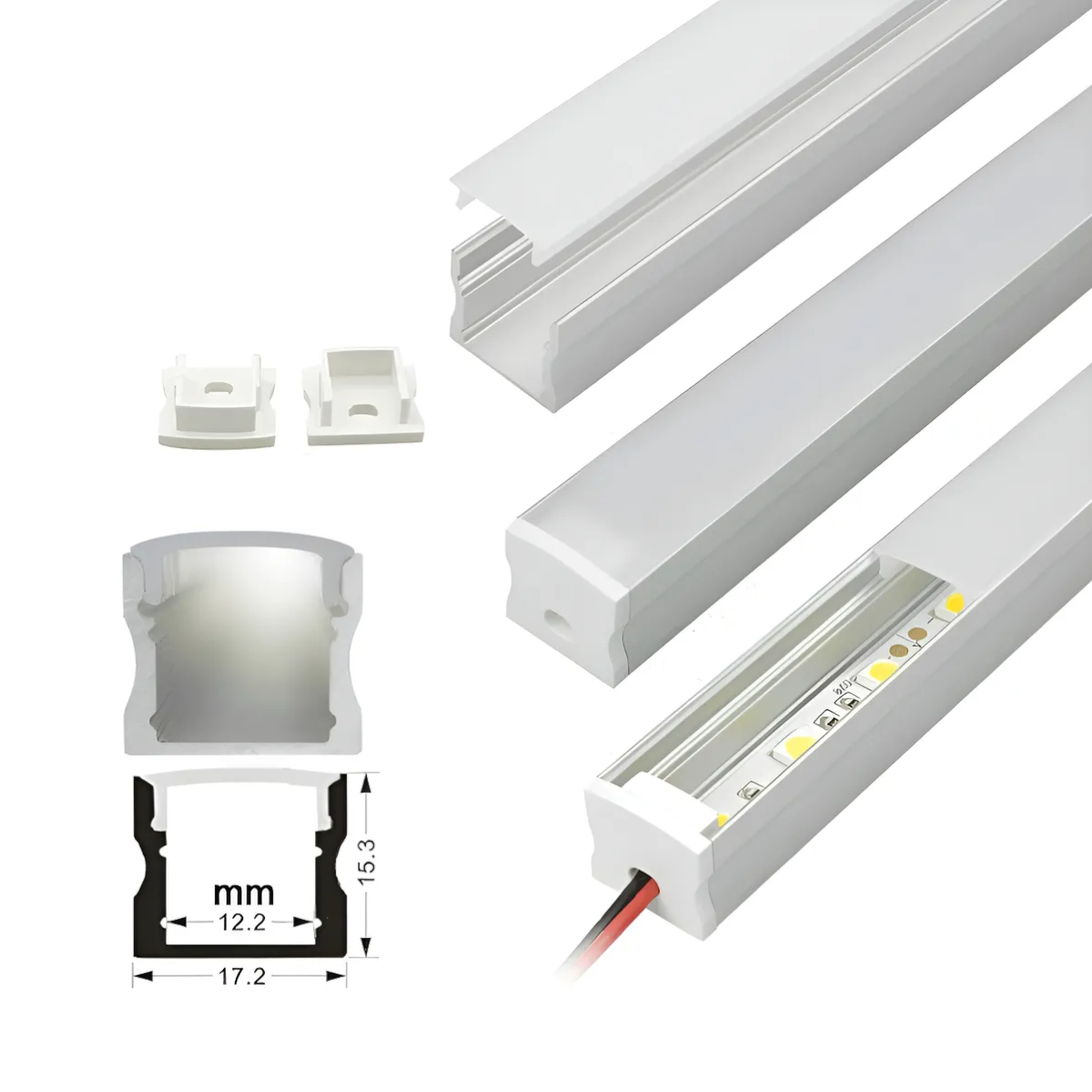 9 Perfiles de 1 metro Alto Sobrepuesto para Cinta Led 1202-2