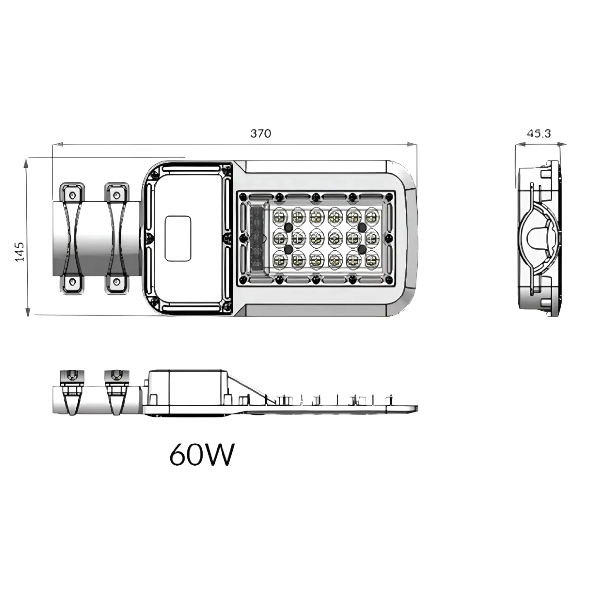 Pack Luminaria 60W Luz Fría con Brazo Soporte más Fotocelda-3
