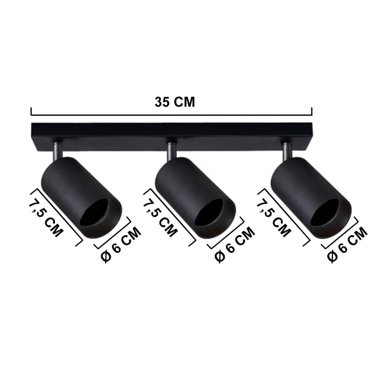 Aplique Porta Ampolleta Gu10 Negro de 3 Focos Luz Fría-3