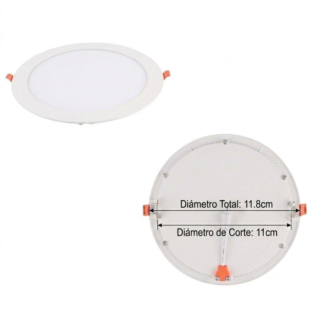 12 Focos Panel Led 6W Redondo Embutido 220V Luz Fría-2