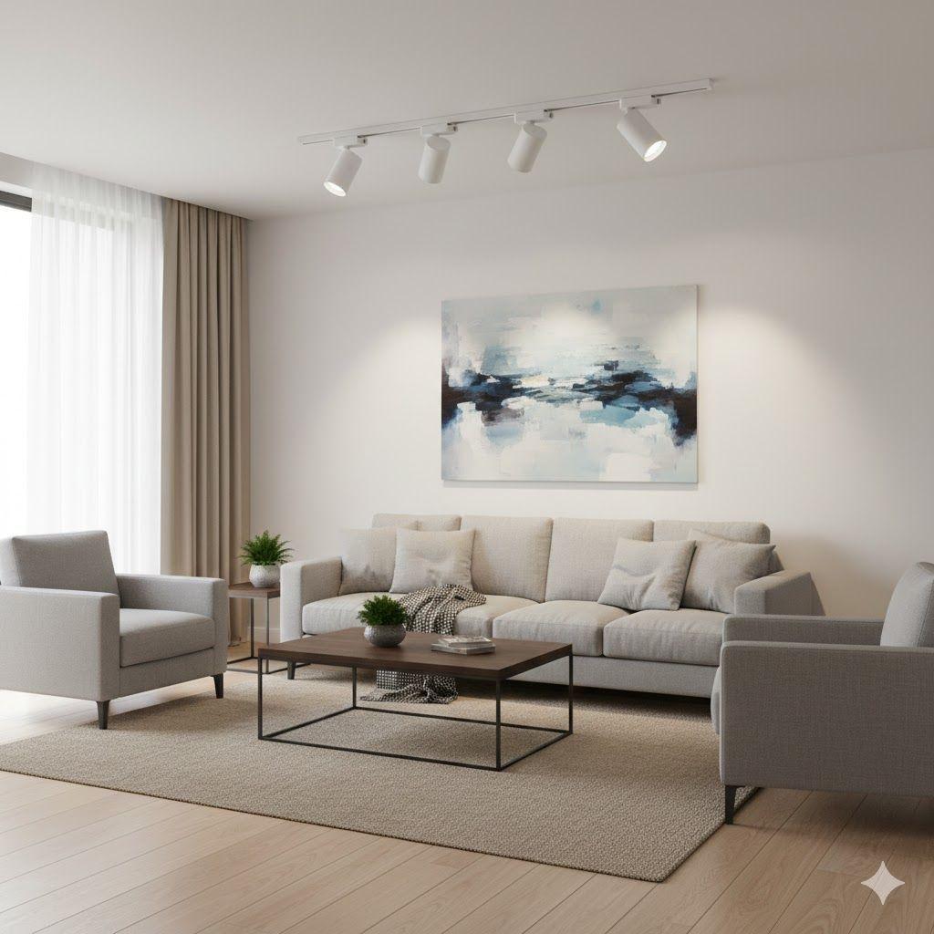 Lámpara 8 Focos Blancos Luz Cálida con 2 Riel de 1mt más Unión-6