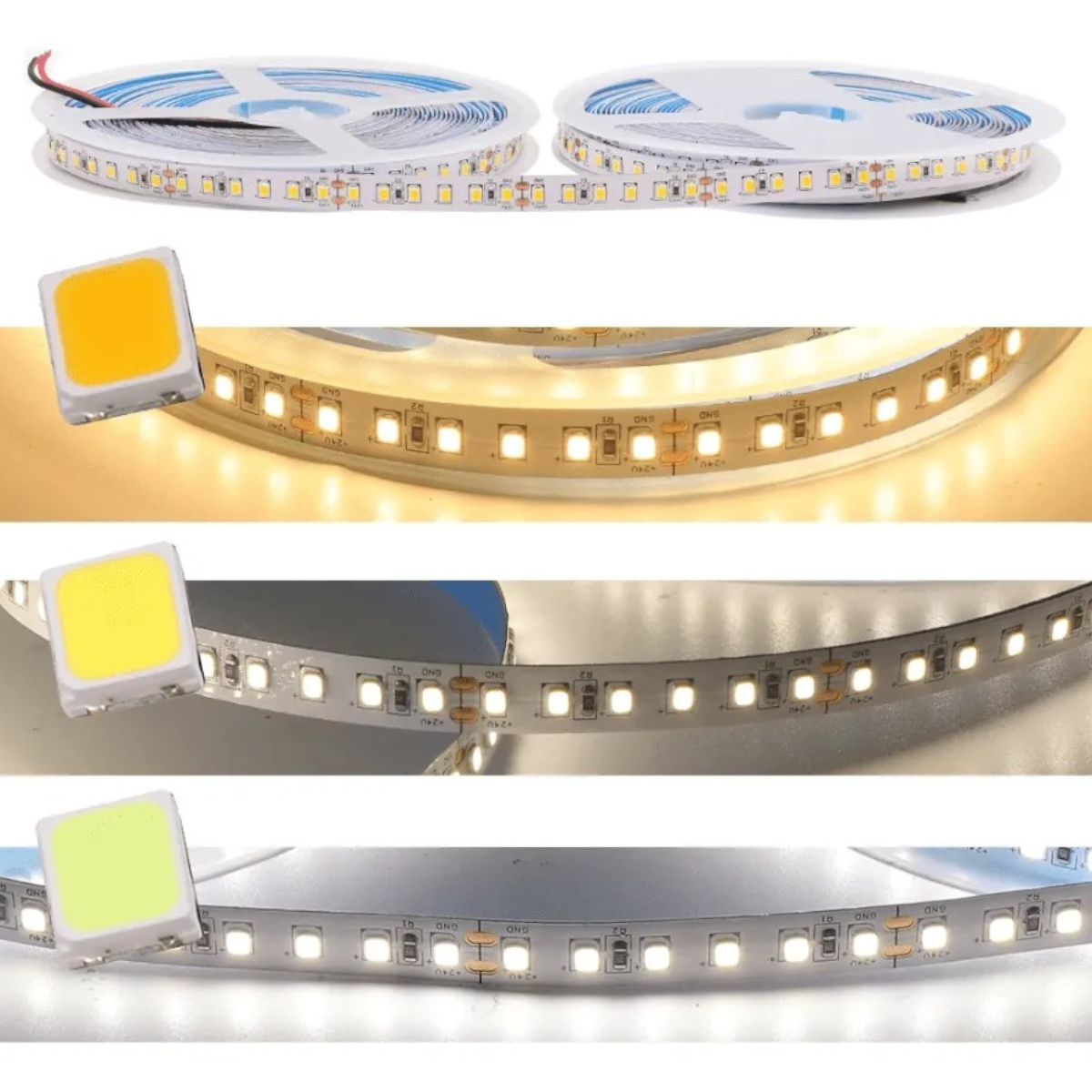3 Cintas Led 12V 2835 Rollo 10mts 3000k Luz Cálida-2